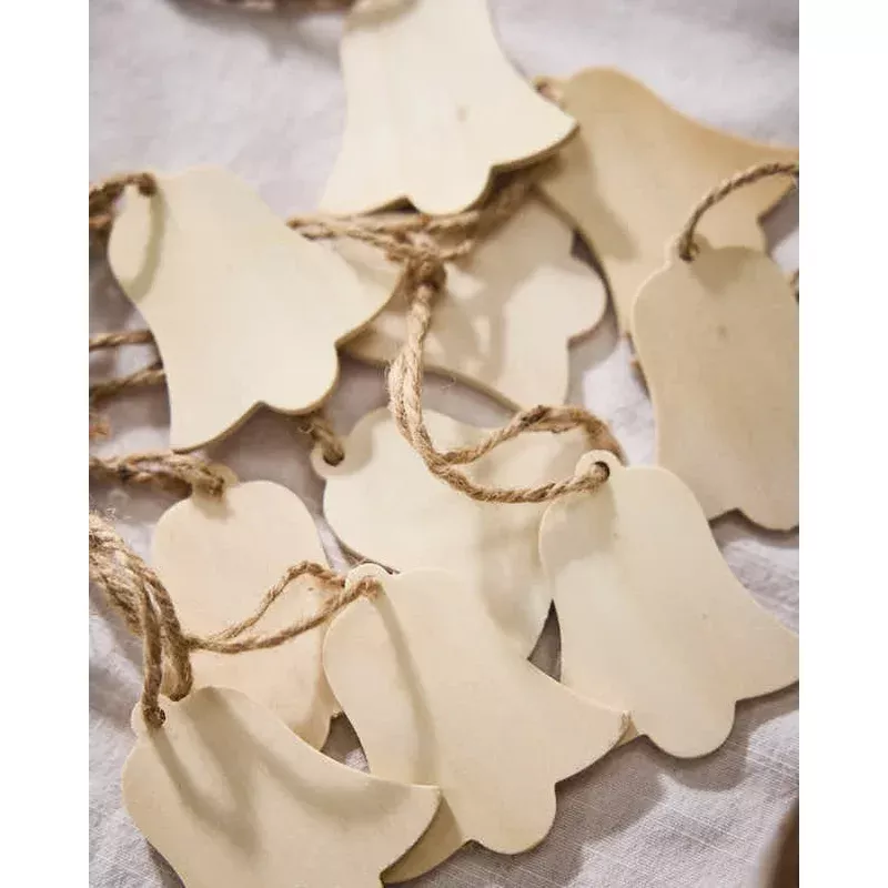 10 Pack Wooden Bell Christmas Gift Tags