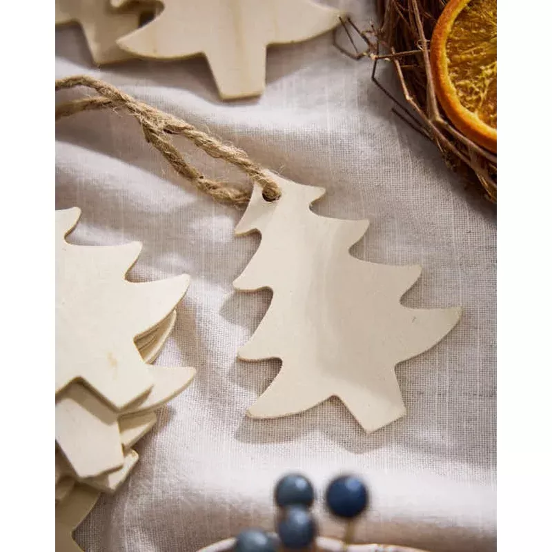 10 Pack Wooden Christmas Tree Gift Tags