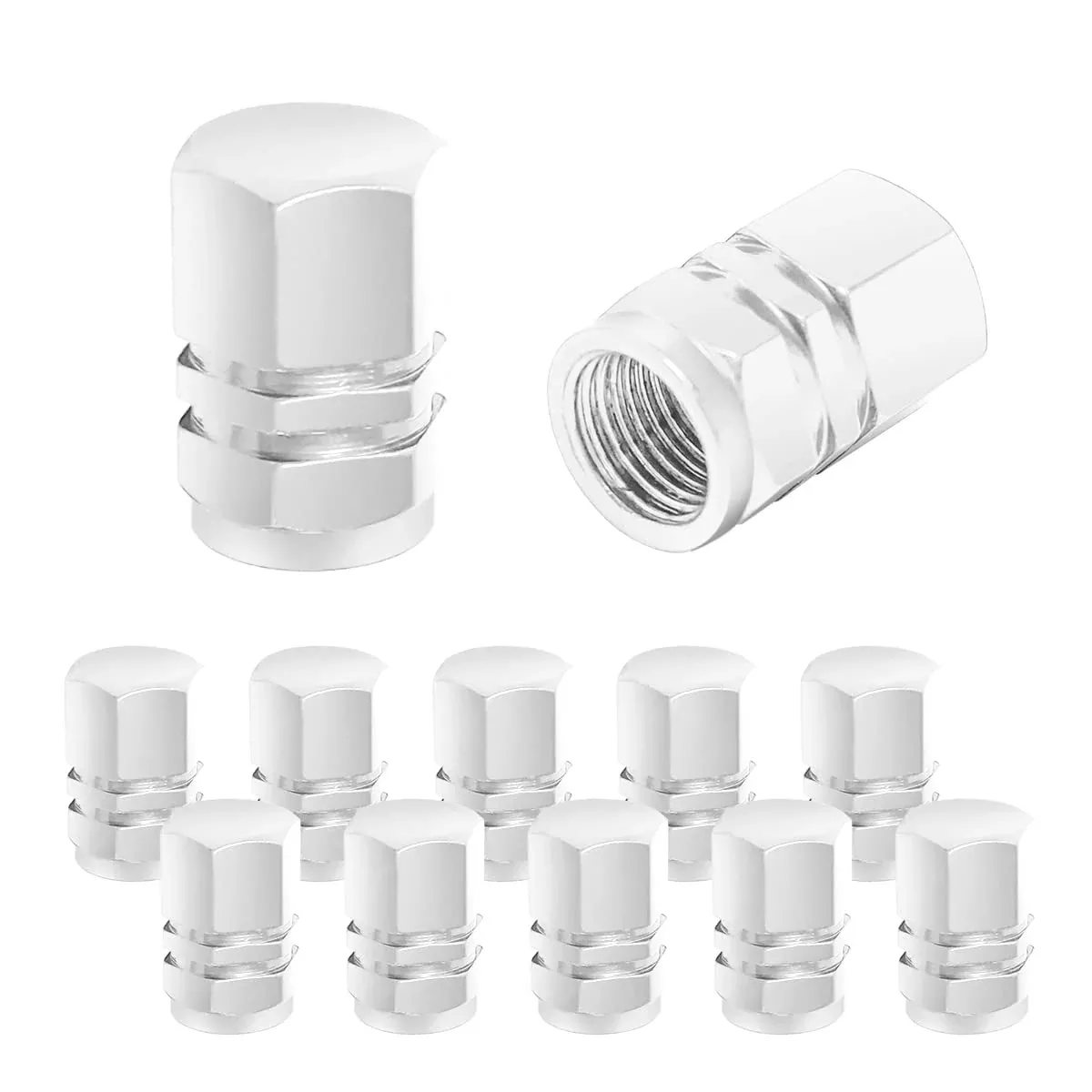 12 Pcs Car Tire Valve Stem Caps, Airtight Caps/Covers, Universal For Cars, Bicycles, Motorcycles, Suvs, Car Accessories For Men Women (Gray)