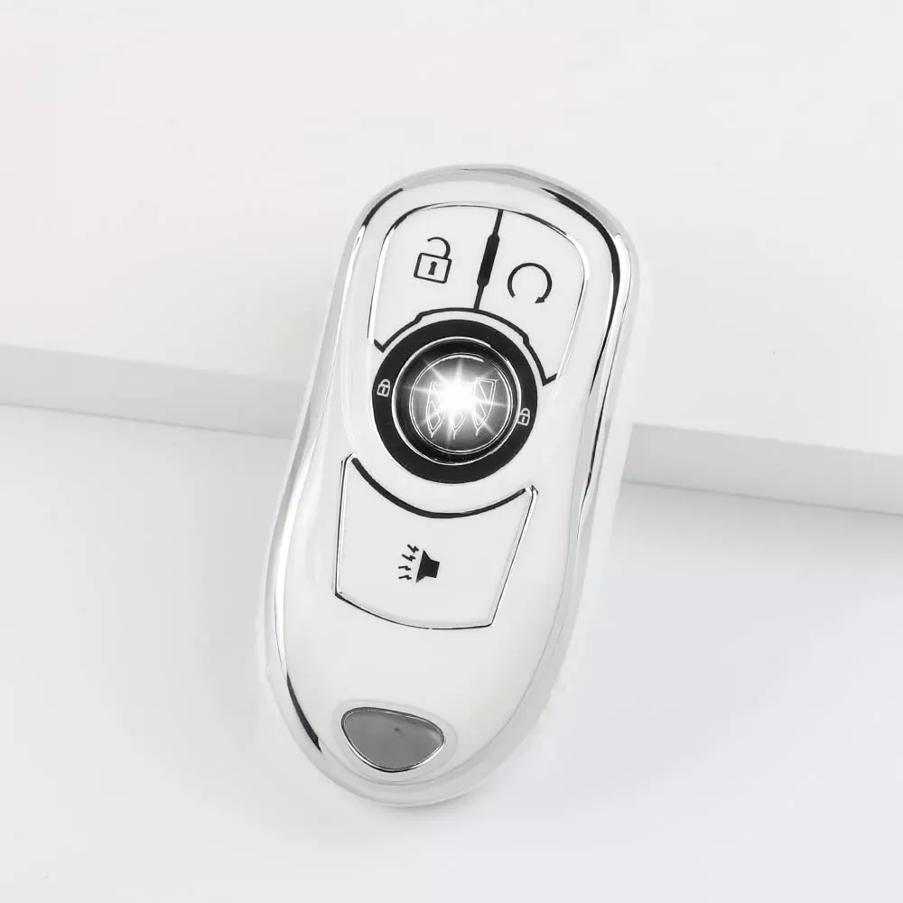 1797 For Buick Key Fob Cover Fit Encore Regal Accessories Car Remote Case Shell Protector Men Women 5 Button White Silver Tpu