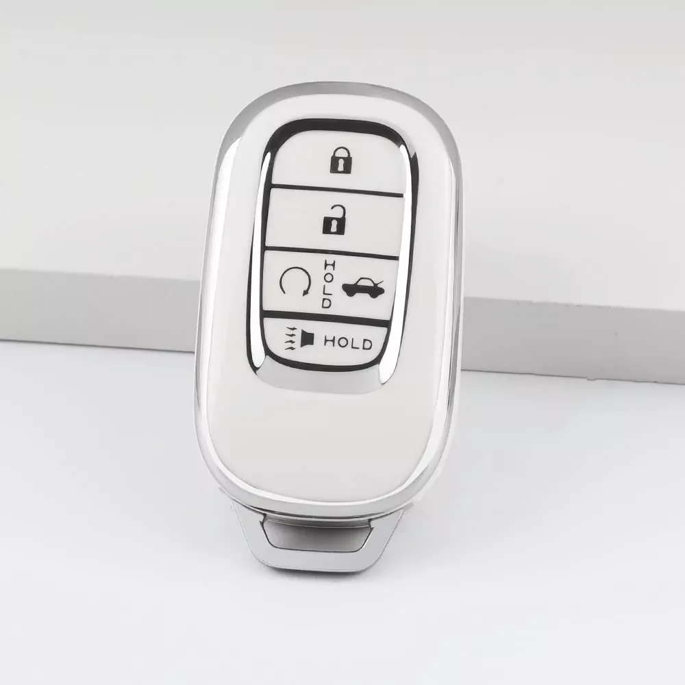 1797 Key Fob Cover For Honda Civic 2022 2023 Cr-V Hr-V Accessories Car Remote Case Shell Protector Women Men 5 Button White Silver Tpu
