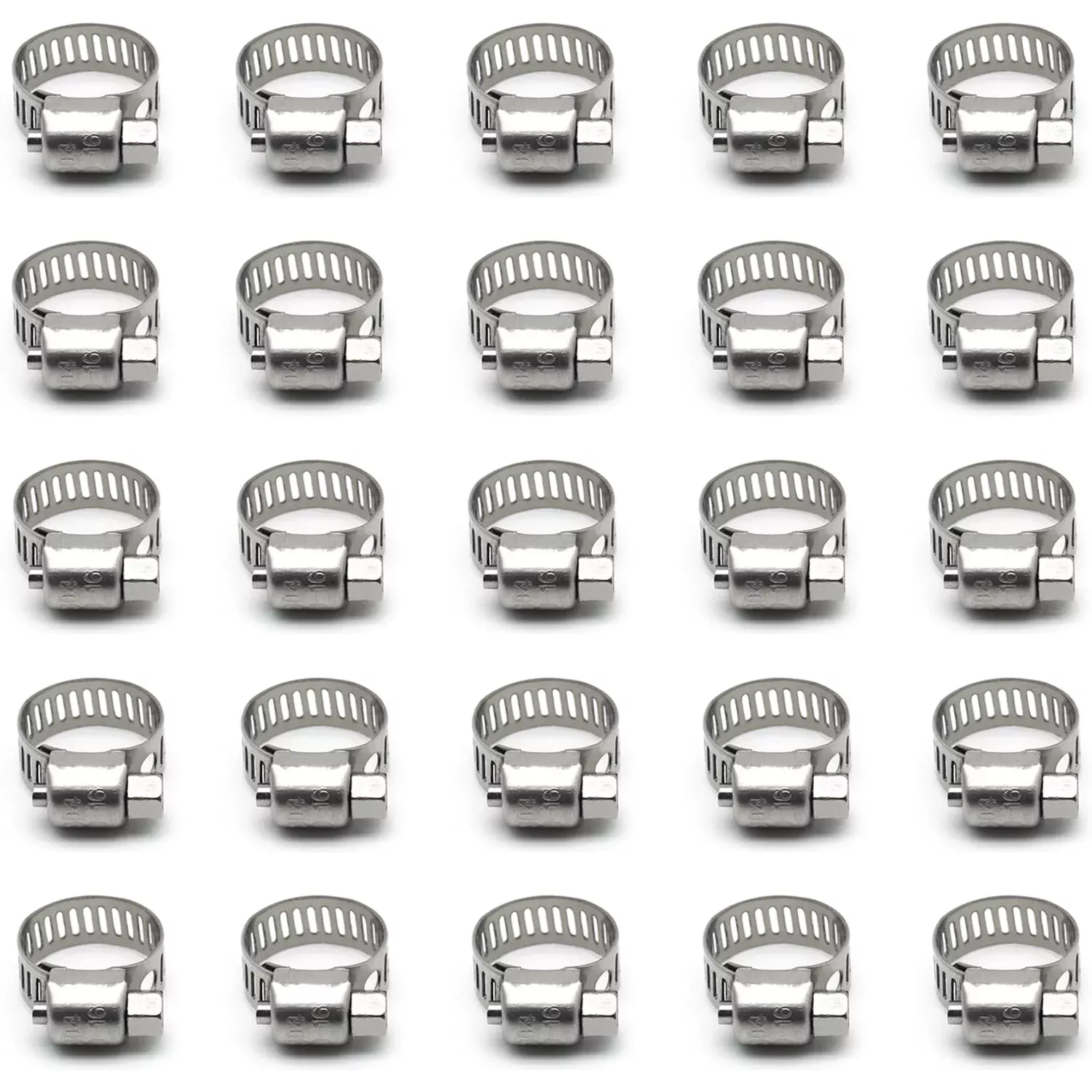 25 Pack Stainless Steel Hose Clamps, 3/8 Inch To 5/8 Inch Worm Gear Metal Hose Clamps For Pipe, Dryer Repair, Tubing And Fuel Line