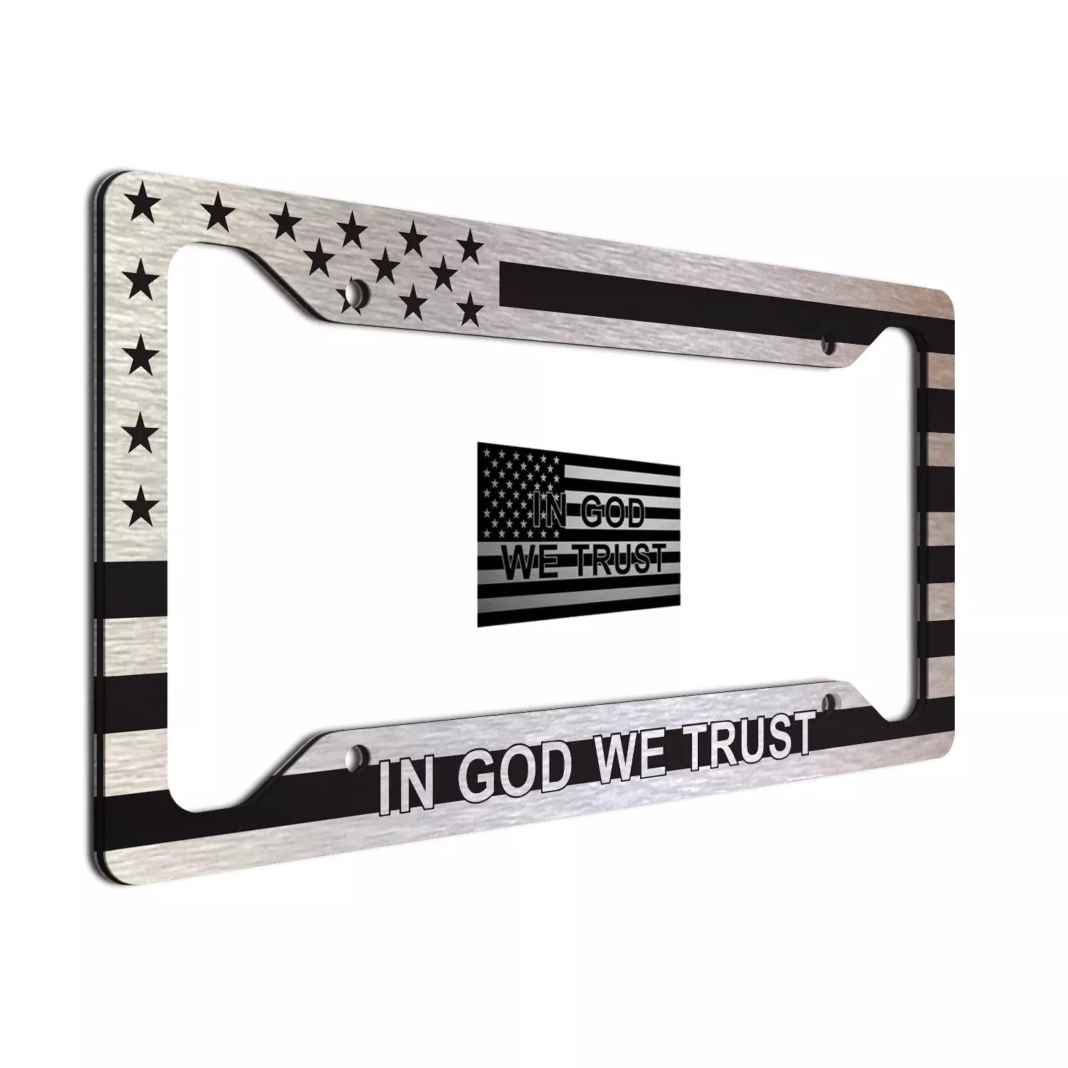 American Flag In God We Trust License Plate Frame And Decal Perfect For Anyone Who Loves God And Country! Tactical Patriot Brush License Plate Frame Made In The Usa
