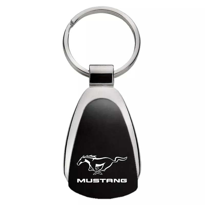 Au-Tomotive Gold, Inc. Tear Drop Key Chain For Ford Mustang (Black)