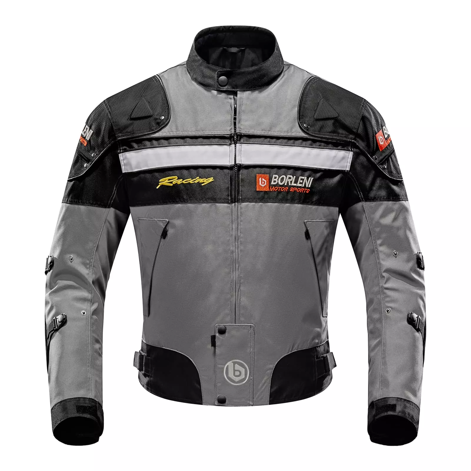 BORLENI Motorcycle Jacket Windproof Full Body Armor, XX-Large, Gray, Model D-020, Cotton/Mesh/Polyester