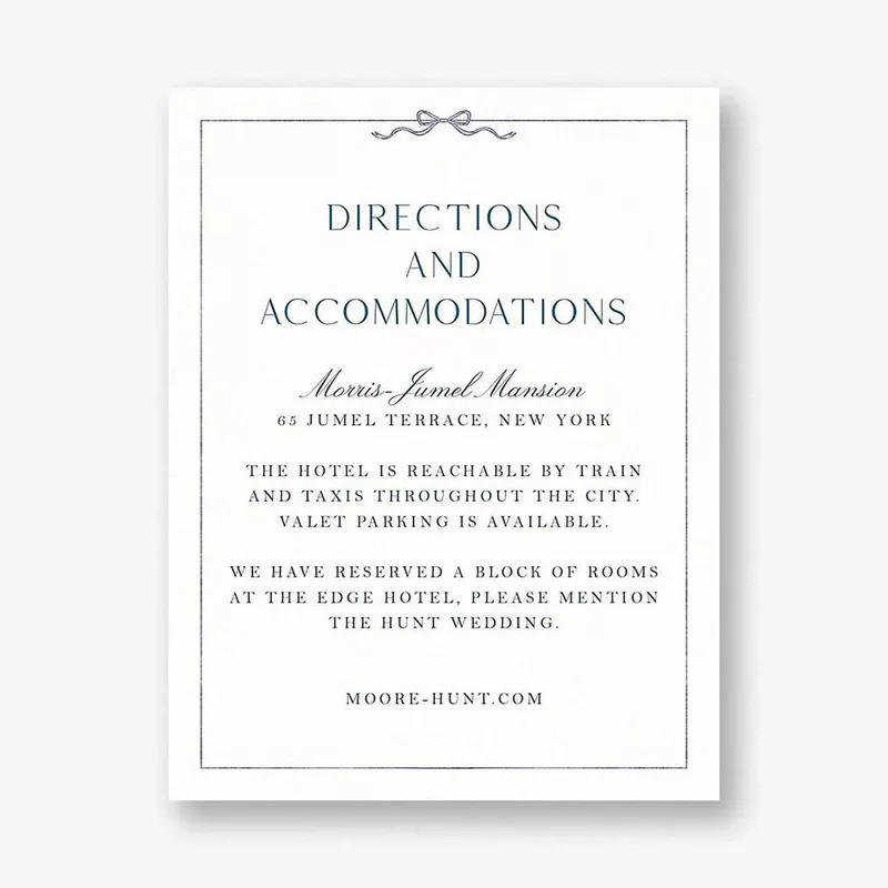 Bow Border Blue Information Card