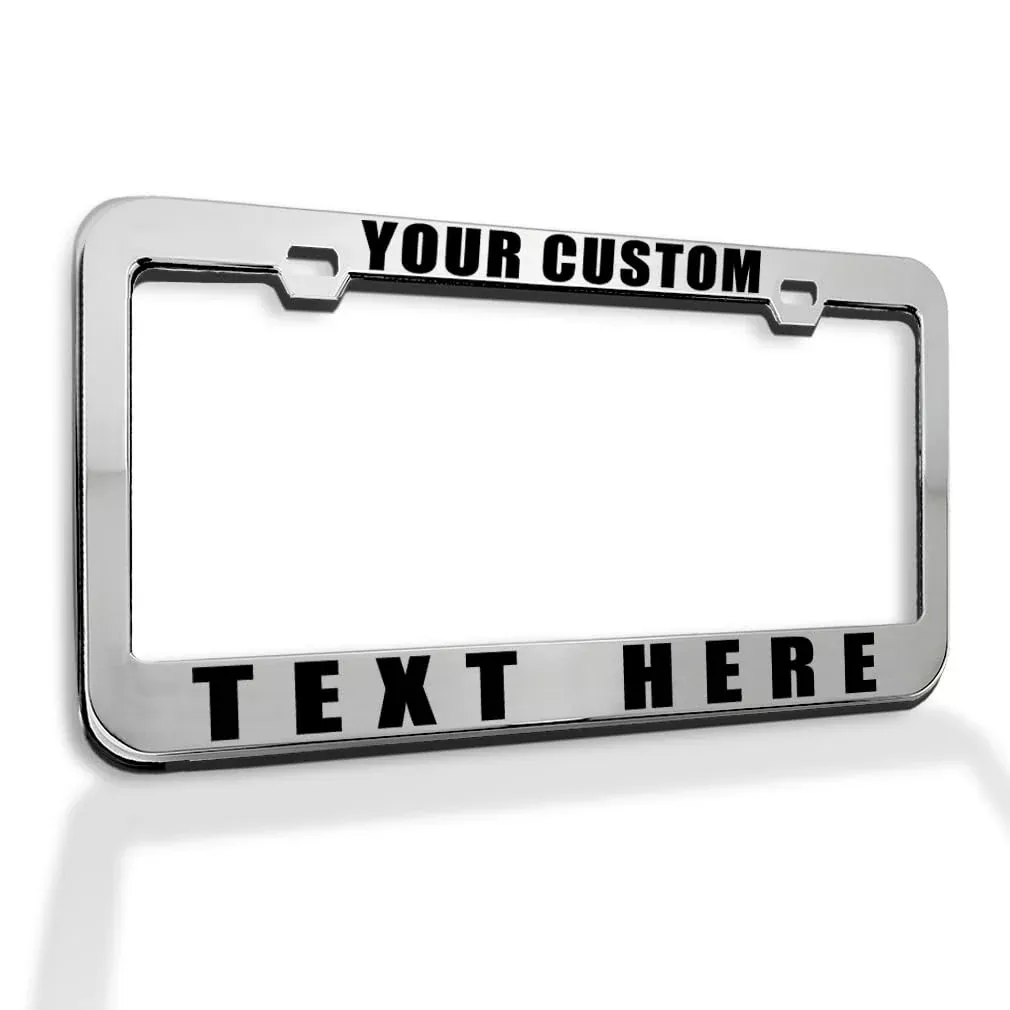 Custom License Plate Frame Custom Personalized Text Funny Metal Cute Car Accessories License Plate Holder Black 2 Holes 1 Frame