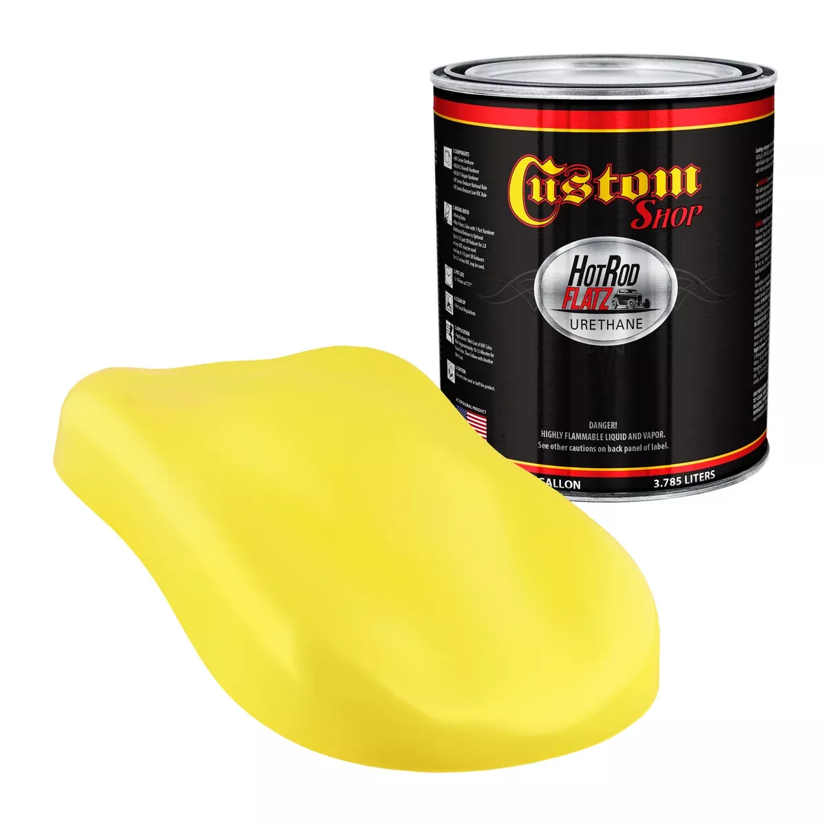 Daytona Yellow - Hot Rod Flatz Flat Matte Satin Urethane Auto Paint - Paint Gallon Only - Professional Low Sheen Automotive, Car Truck Coating, 4:1