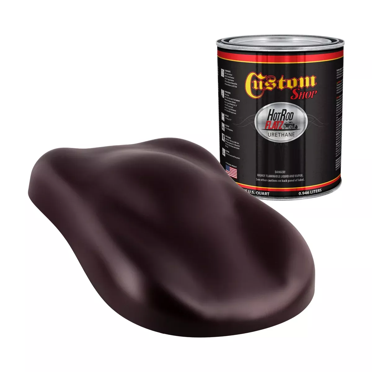 Deep Maroon - Hot Rod Flatz Flat Matte Satin Urethane Auto Paint - Paint Quart Only - Professional Low Sheen Automotive, Car Truck Coating, 4:1 Mix