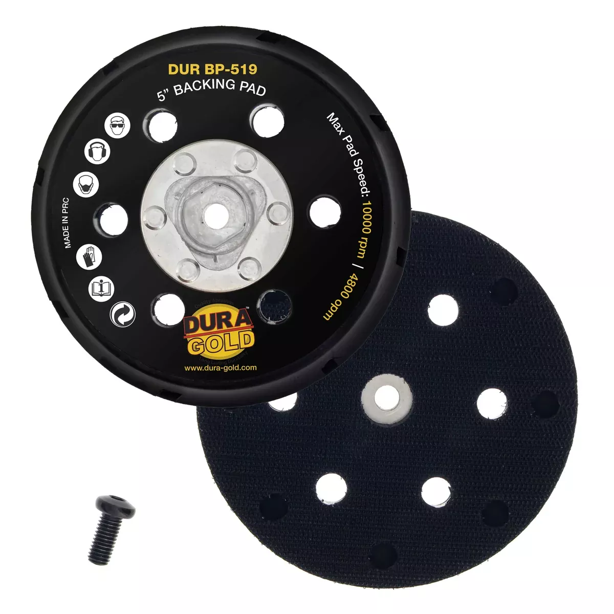 Dura-Gold 5" Bolt-On Hook & Loop DA Polisher Sander Backing Plate Pad - Replacement Pad, Fits P9519 & TCP Global EP-503 Dual-Action Polisher Sanders