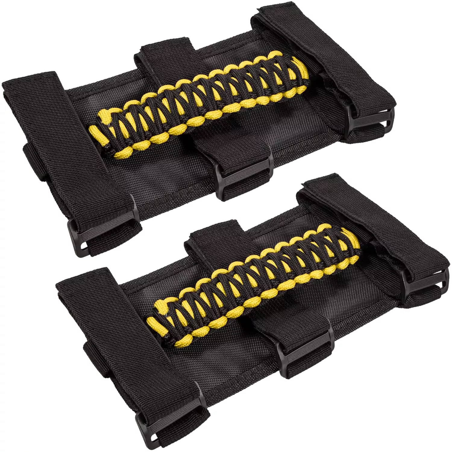 E-Cowlboy Roll Bar Grab Handles Grip Handle For Jeep Wrangler Yj Tj Jk Jku Jl Jlu Sports Sahara Freedom Rubicon Unlimited X Gladiator Jt 1955-2023 Utv Atv Premium Paracord (Yellow 2 Pack)