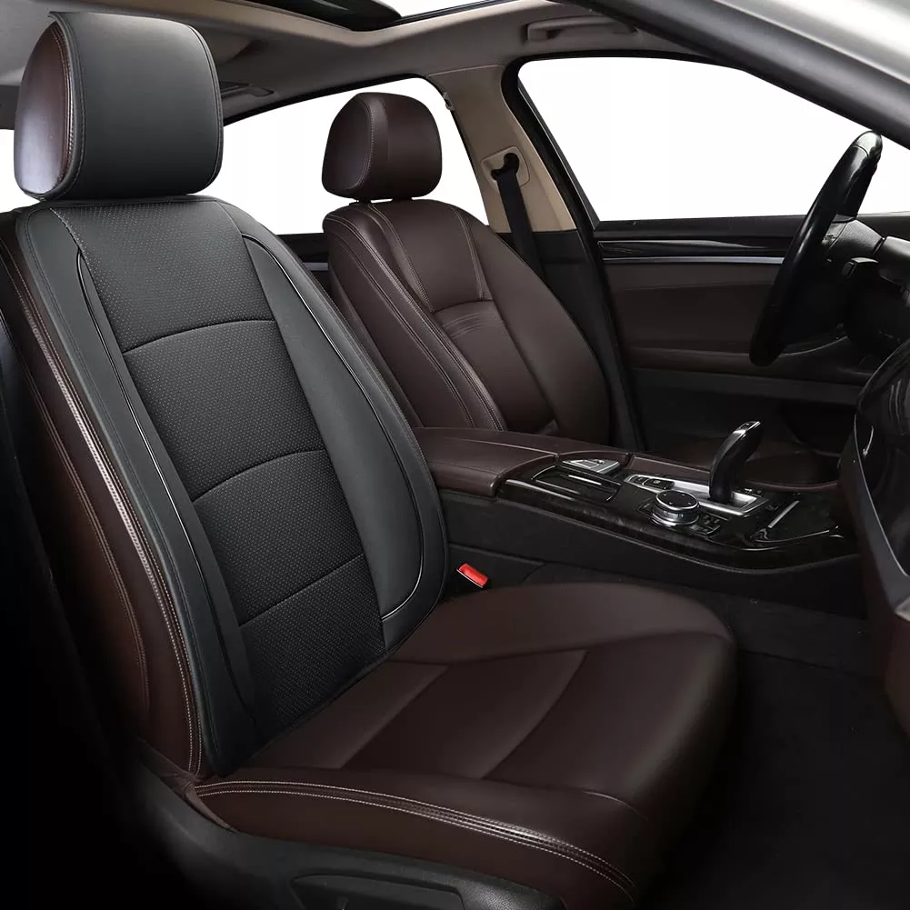 Edealyn 1Pcs Luxury Car Seat Backrest Protector Cover Car Interior Pu Leather Car Seat Cover Universal Anti-Slip Seat Cover (Black Backrest)