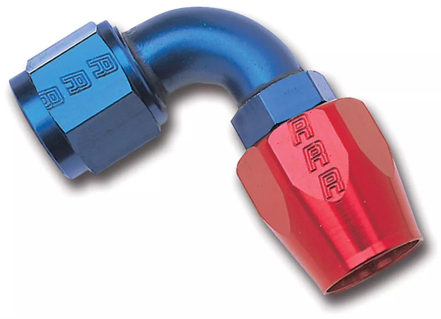 Edelbrock/Russell 610190 Red/Blue Anodized Aluminum -12An 90-Degree Hose End