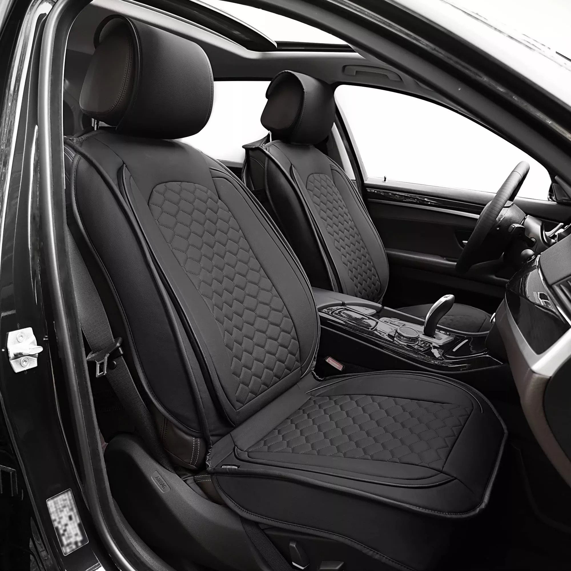 Elantrip Front Car Seat Covers, Luxury Faux Leather, Waterproof, Non-Slip, Black, Model 4801BK-1 (2PC) for Cars, Trucks & SUVs