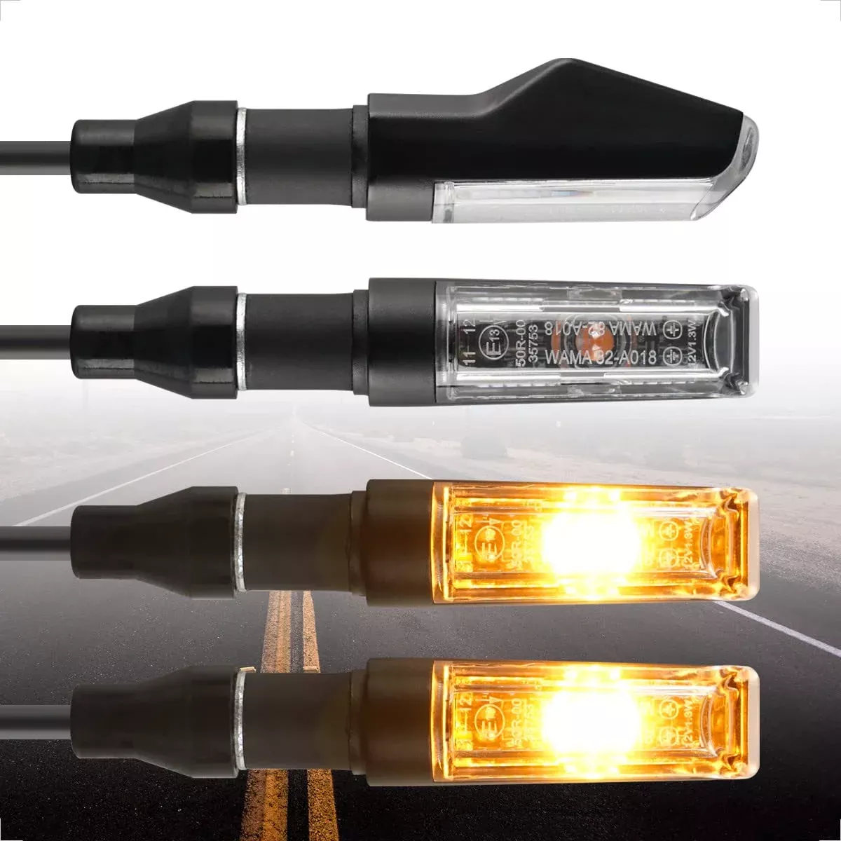 Evermotor Universal 4 Pieces Motorcycle Led Turn Signals Motorbike Scooter Front Rear Blinkers E-Approved Aluminum Shell With Beautiful Surface Treatment Ip67 Waterproof