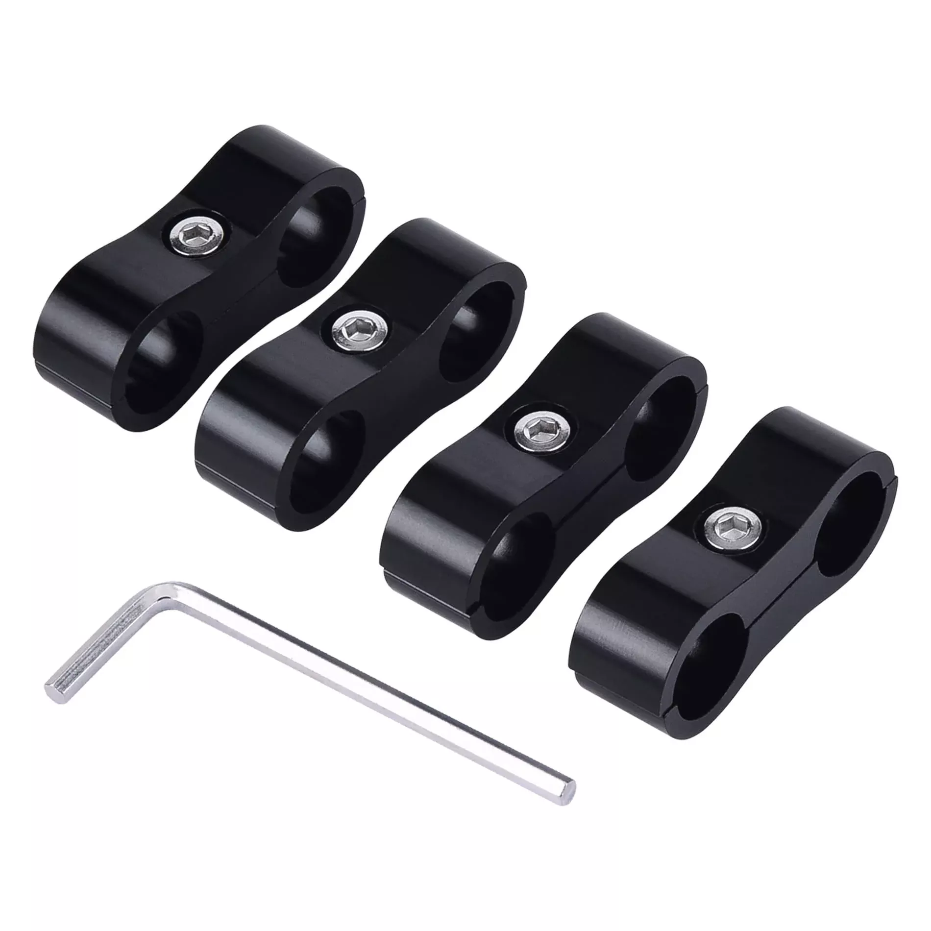 Evil Energy 10An Hose Separator Clamp, An10 Fuel Line Mounting Clamp Aluminum Black 4Pcs