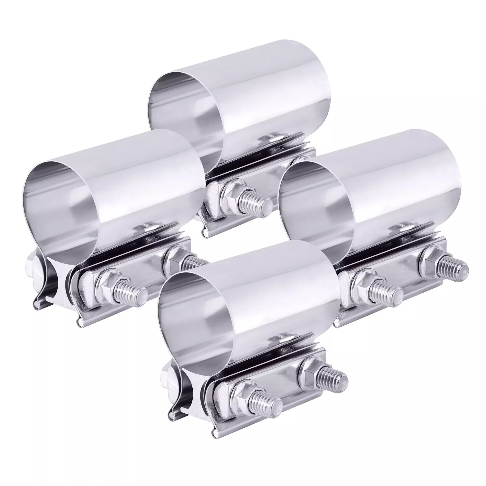Evil Energy 2.25 Inch Exhaust Clamp,Butt Joint Band Clamp Sleeve Coupler Stainless Steel 4Pcs