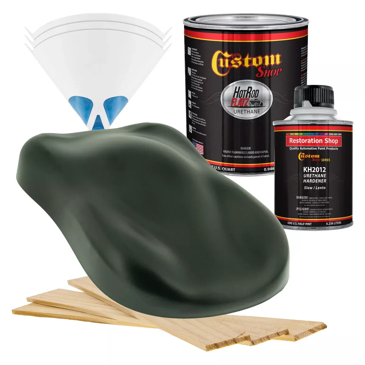 Fathom Green Firemist - Hot Rod Flatz Flat Matte Satin Urethane Auto Paint - Complete Quart Paint Kit - Professional Low Sheen Automotive, Car Truck
