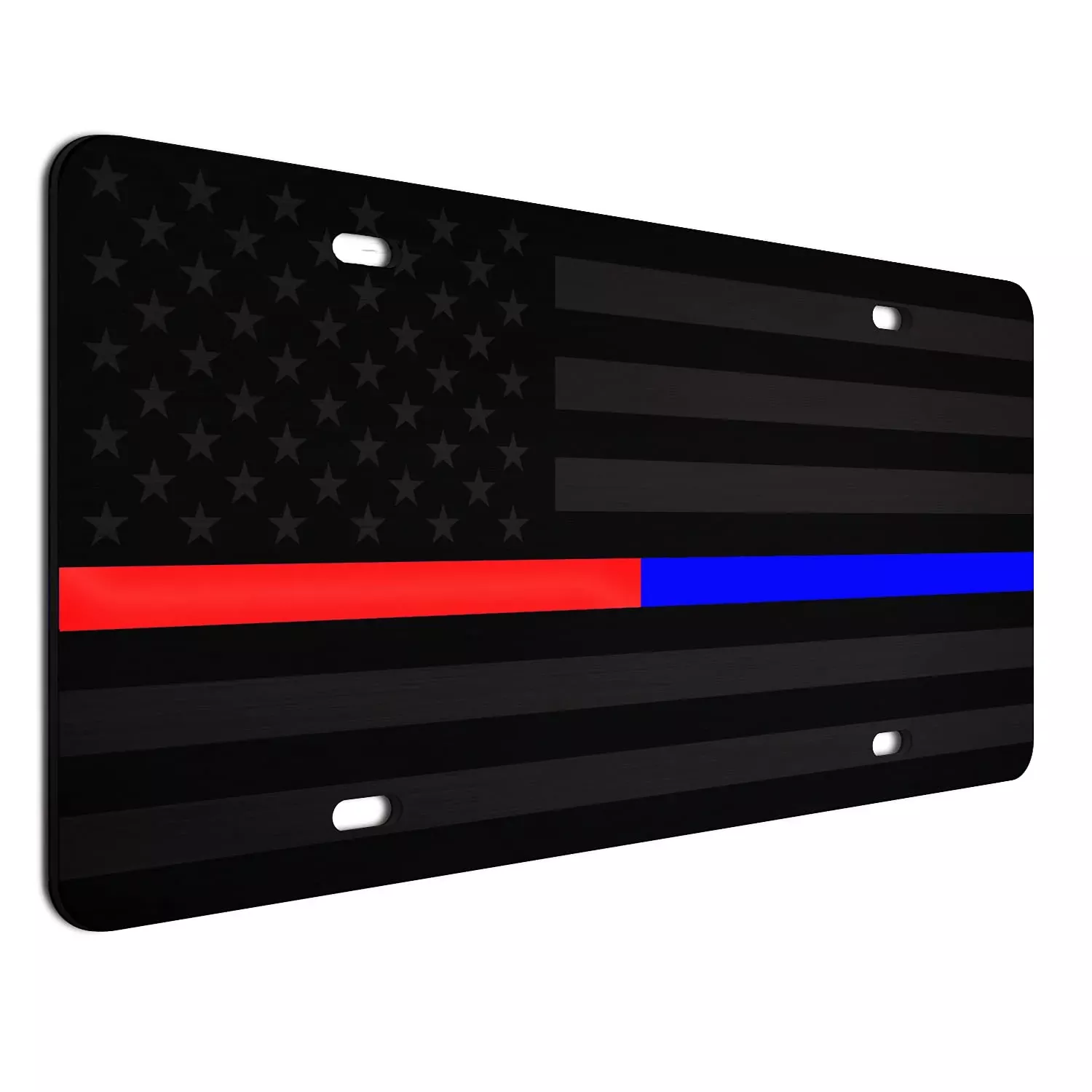 Ghost Brushed 1/8 Thick Subdued Tactical American Flag License Plate Thin Red Line Thin Blue Line