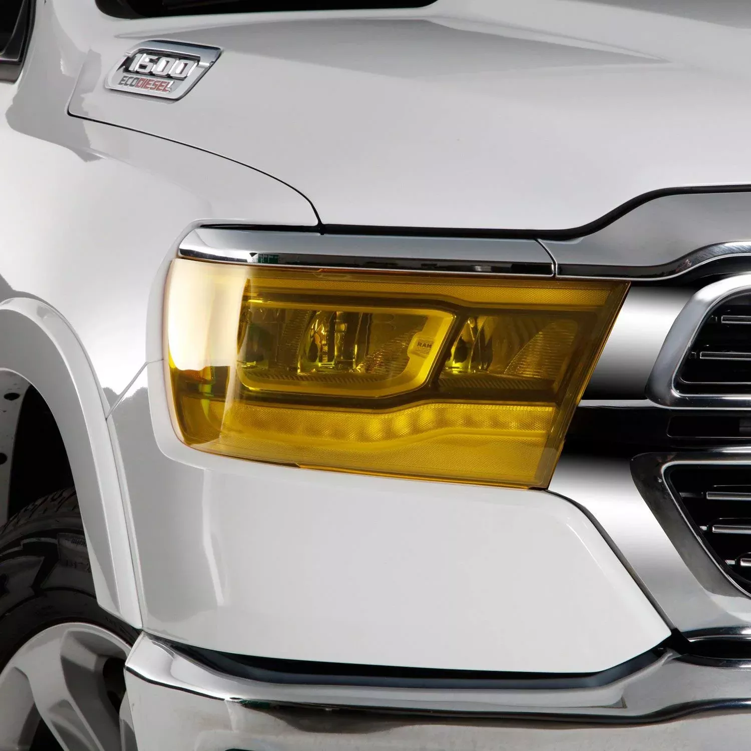 Gt Styling Gt0768Y Transparent Yellow Headlight Cover 2 Pc Fits 2019-2021 Ram 1500 Big Horn