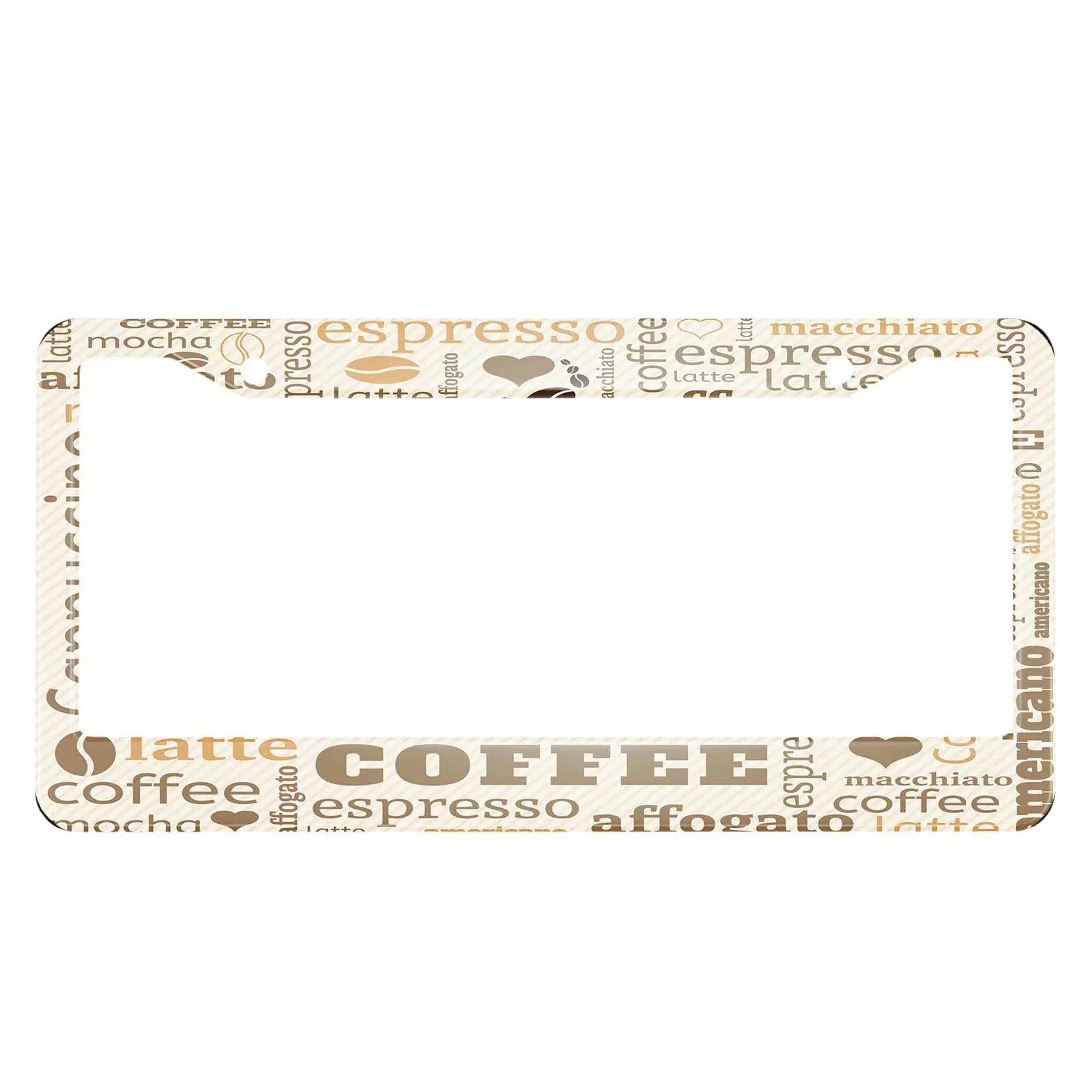 Hosnye Coffee Cup License Plate Frame Typography From Words Word Cloud Metal License Plate Cover Front Plates Frames Car Tag Frame For Women Men Us Vehicles Standard