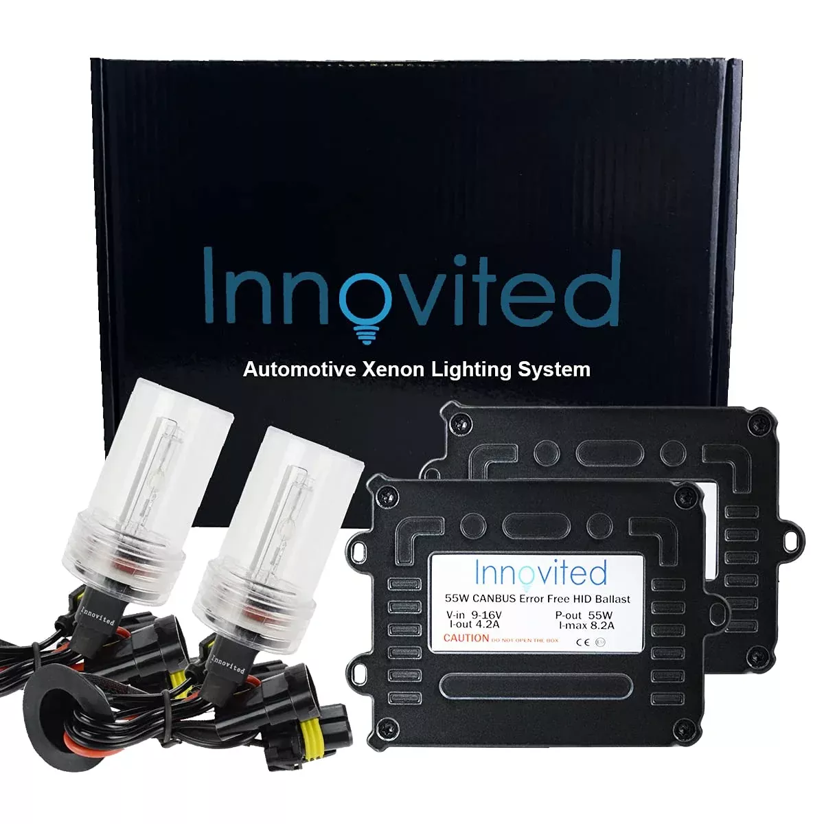 Innovited H4-3 9003 8000K Bi Xenon Hi/Lo Xenon Bulb X 1 Pair Bundle With 2 X 55W Canbus Error Free Performance Digital Ballast (Ice Blue)