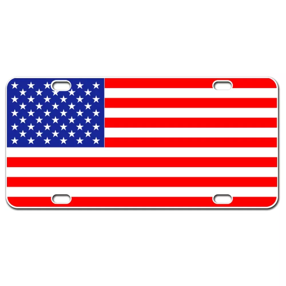 Jass Graphix American Flag License Plate On 1/8 White Aluminum Composite Heavy Duty Usa Car Tag