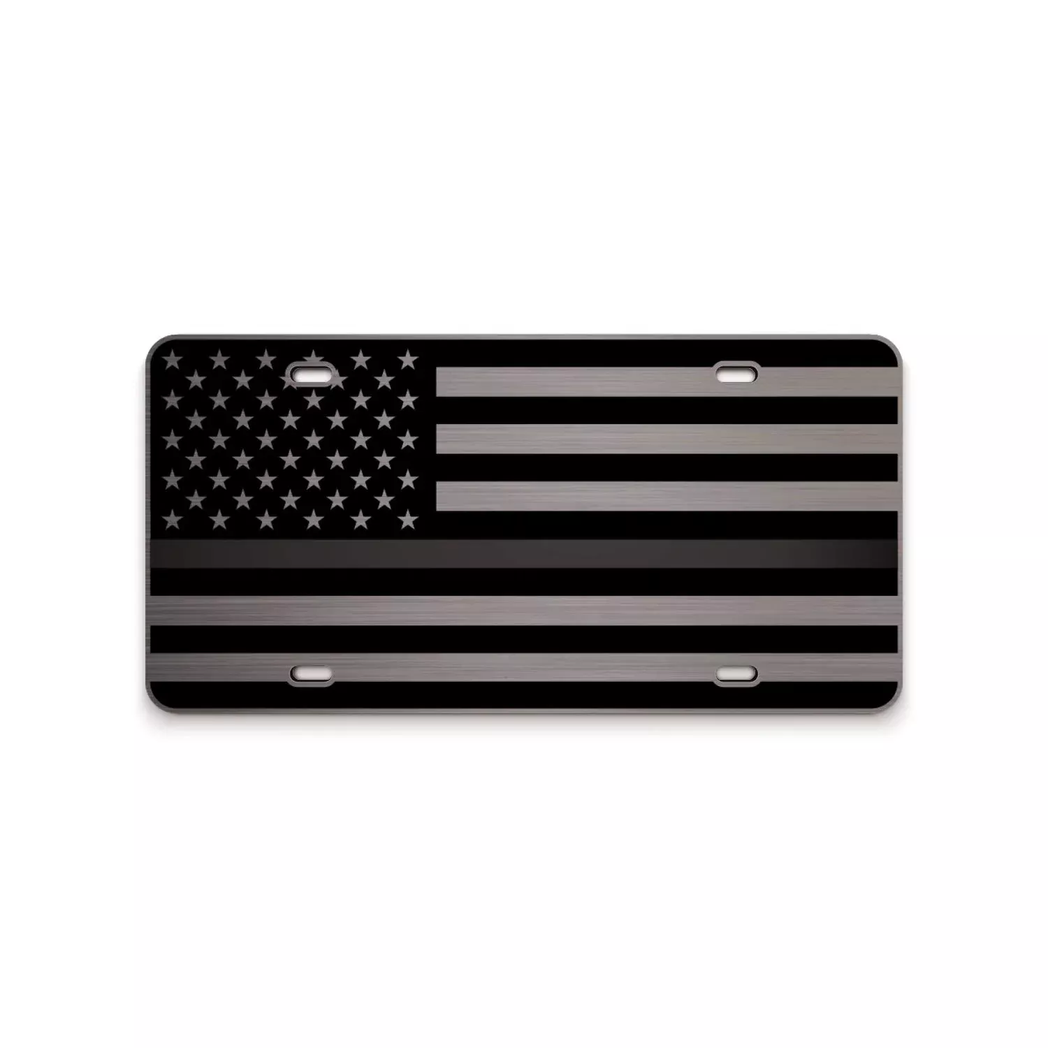 Jass Graphix Thin Silver Gray Line American Flag License Plate Correctional Officers Matte Black On 1/8 Brushed Aluminum Composite Heavy Duty Tactical Patriot Usa Car Tag