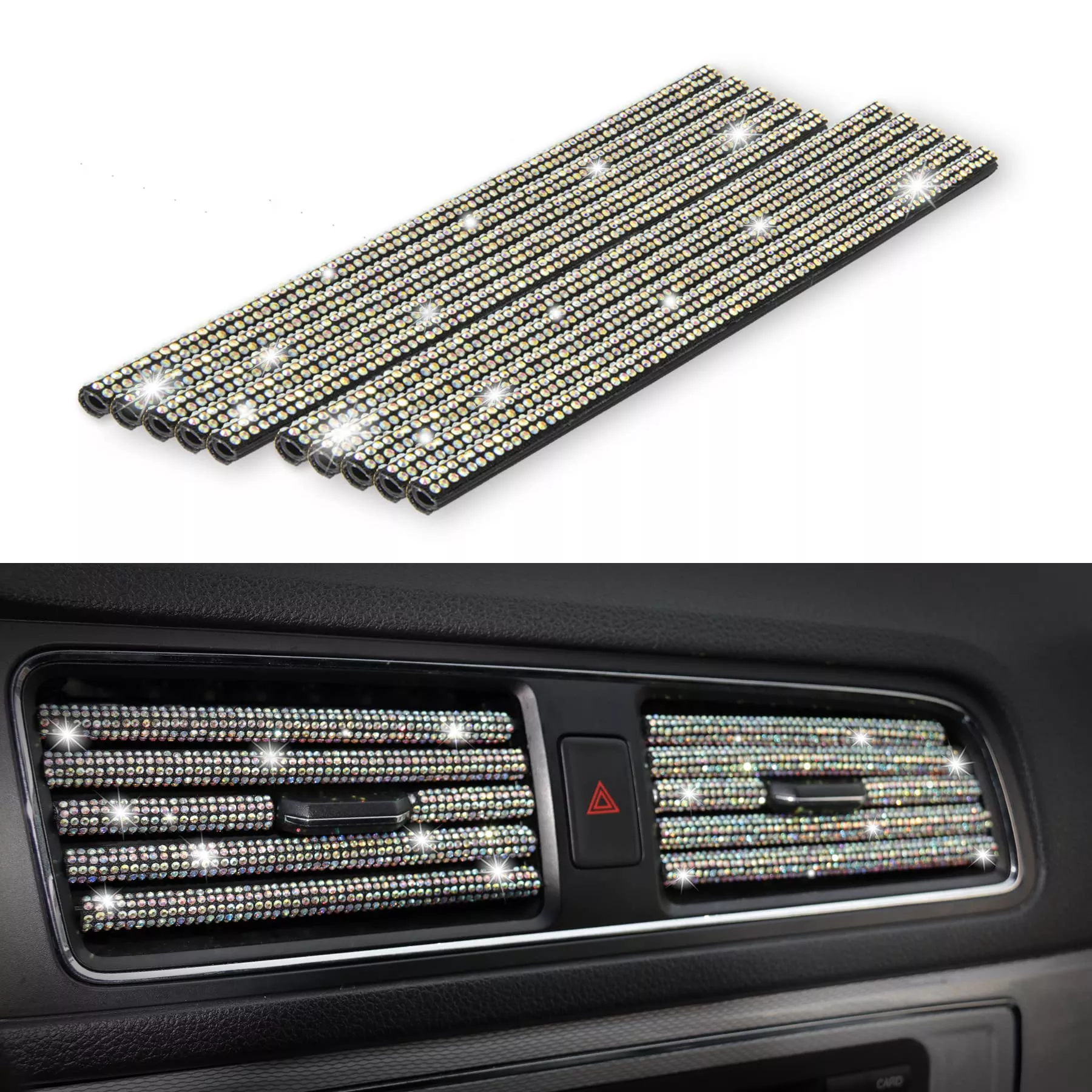 Livtee Bling Car Air Vent Outlet Moulding Trim, 10Pcs Car Air Conditioner Decoration Strip, Bling Rhinestone Diamond Car Interior Accessories For Women And Teens, Red