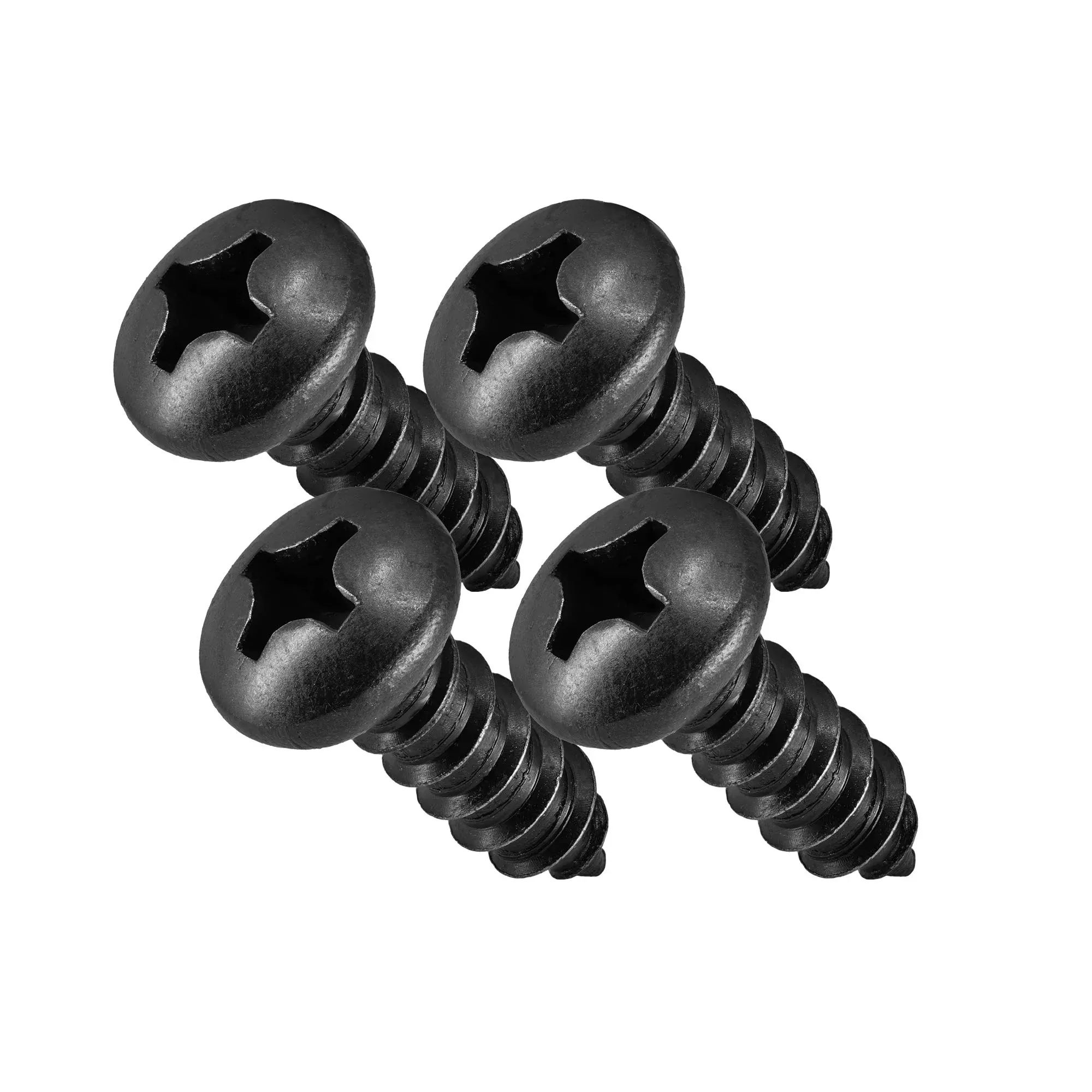 MAKERS BOLT Black License Plate Screws, Stainless Steel, Pan Head, 0.75 inches, Black Oxidized Finish, Pack of 4