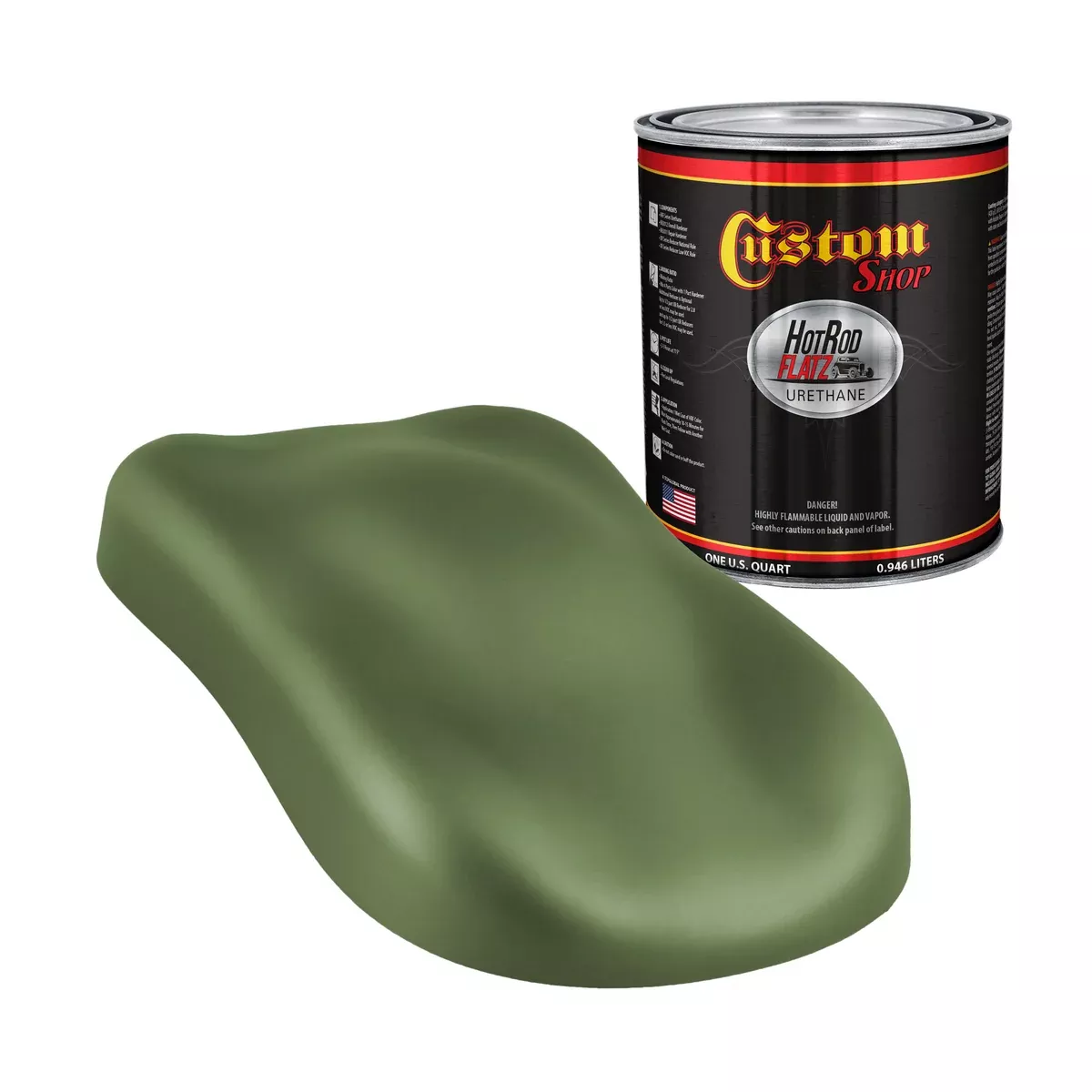 Military Flatz 595-34128 Woodland Green - 2K Urethane Flat Automotive Paint - Quart