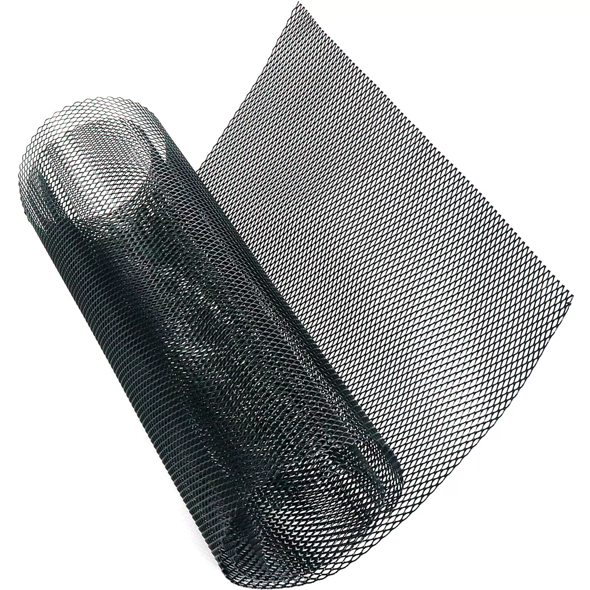 Modengzhe 40 X 13 Inch Car Grill Mesh Sheet, Black Painted Aluminum Alloy Multifunctional Grille Mesh Roll, 4 X 8 Mm Rhombic-Shape Grids