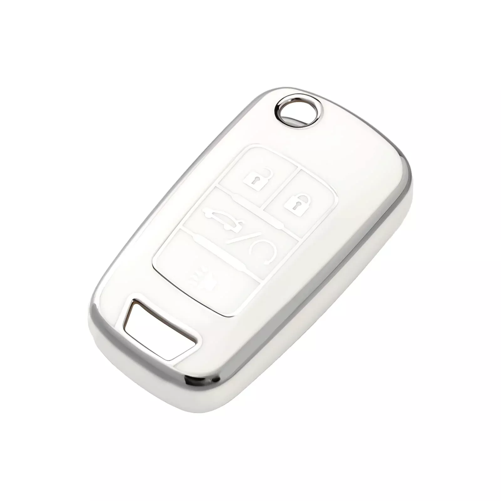 Offcurve For Chevy Buick Key Fob Cover, Tpu Key Fob Case Cover For Chevy Chevrolet Buick Encore Gmc Terrain Malibu Camaro Cruze Impala Equinox Volt Spark Sonic Car Smart Key Shell Accessories, White