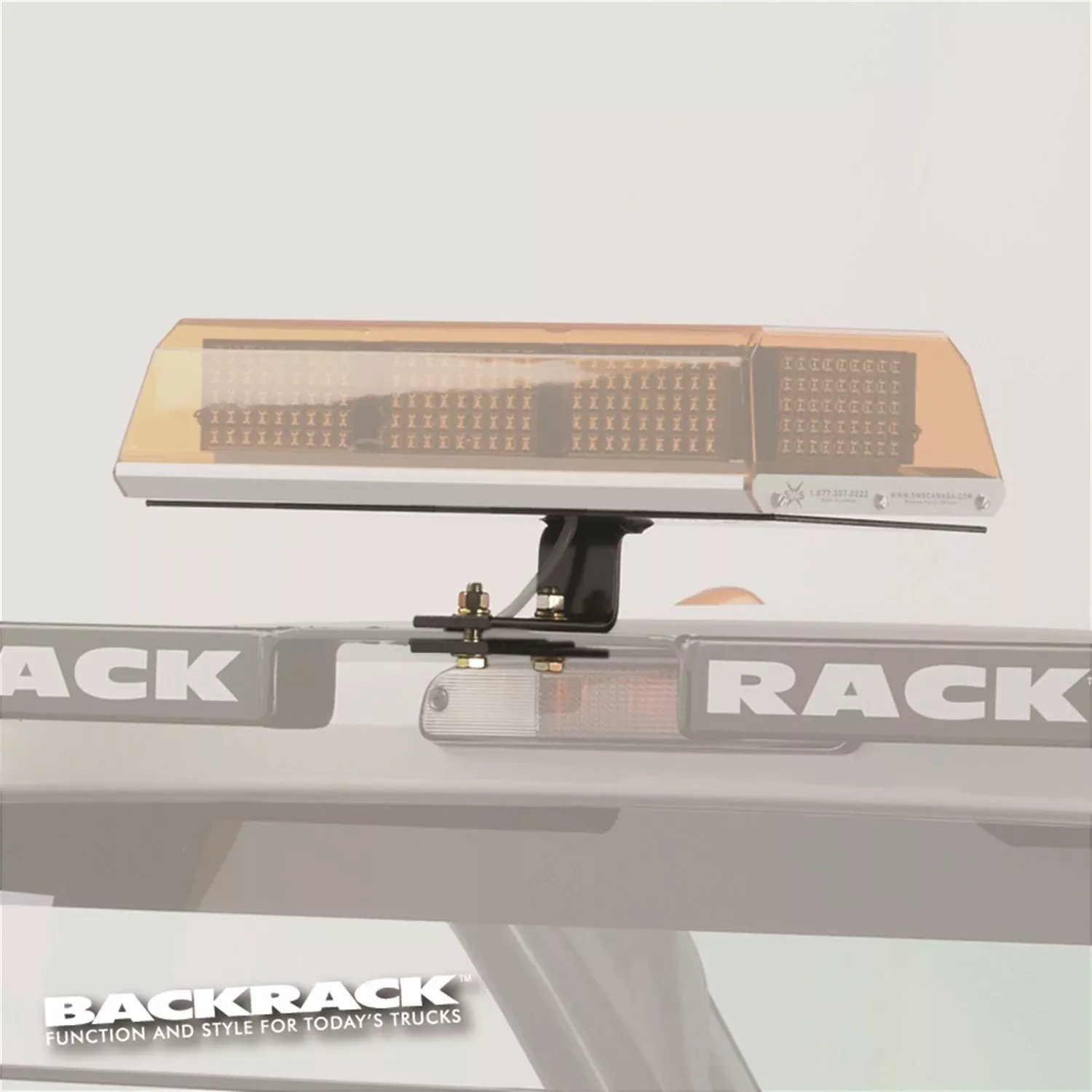 Realtruck Backrack Light Bracket, 16X7 Base | Rectangle, Center Mount, Black | 91002Rec | Universal W/Backrack Frame'S