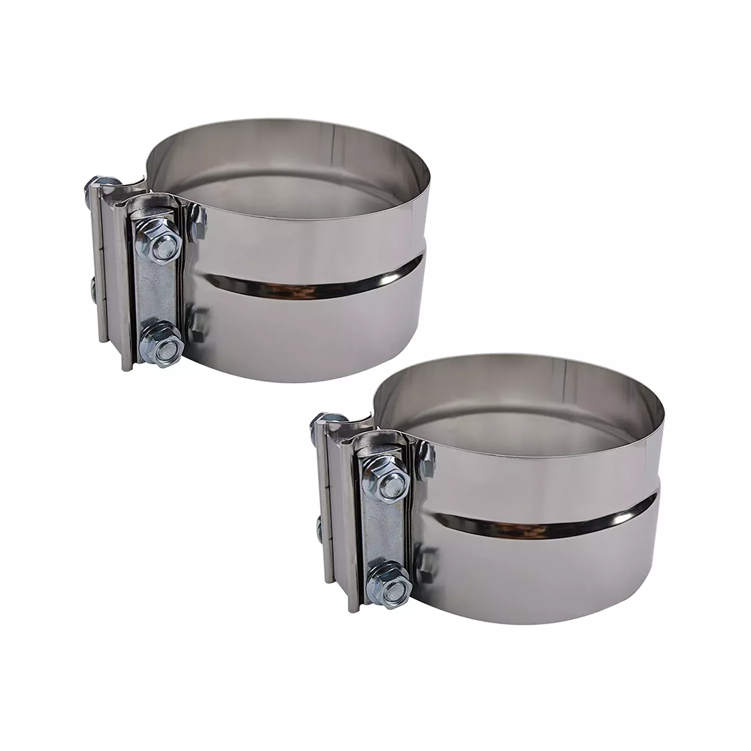 Roadformer 4 Inch Exhaust Clamp - Lap Joint Exhaust Band Clamps Preformed Stainless Steel (2 Pack)