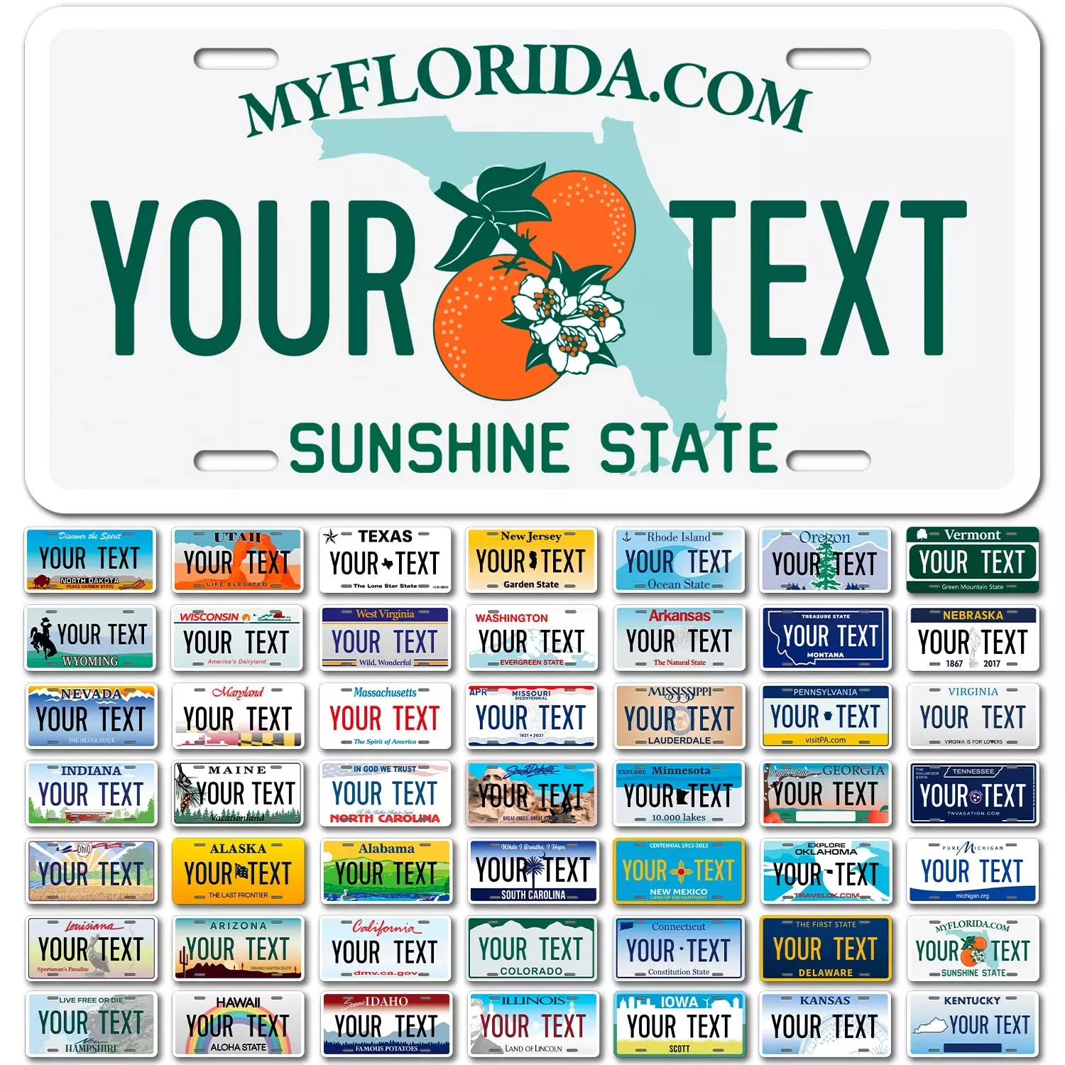 Sigo Signs Custom Florida License Plate, Personalized 6x12" Rust-Free Aluminum, Fade Resistant