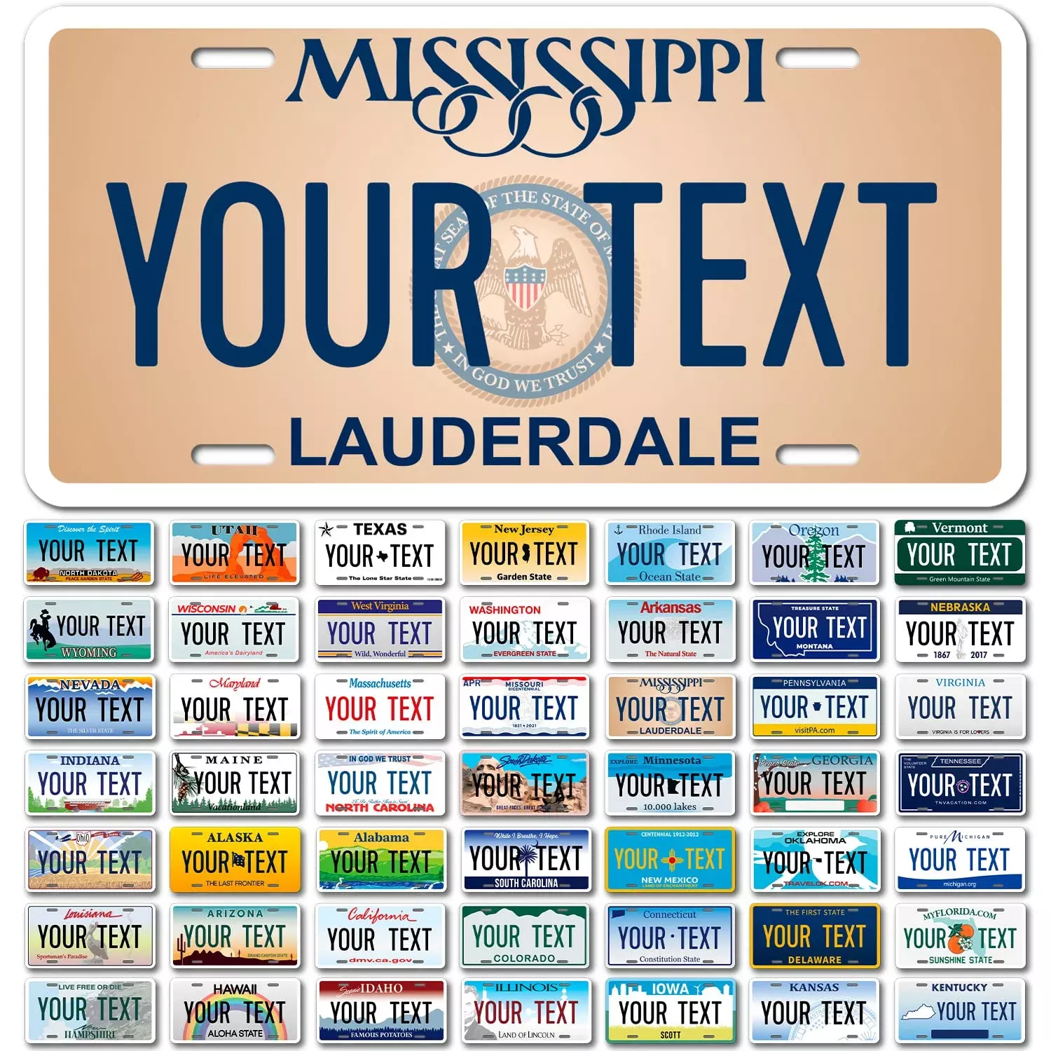 Sigo Signs Custom Mississippi License Plate - 6x12 Inches, Rust-Free Aluminum, Fade Resistant, Personalized Car Sign
