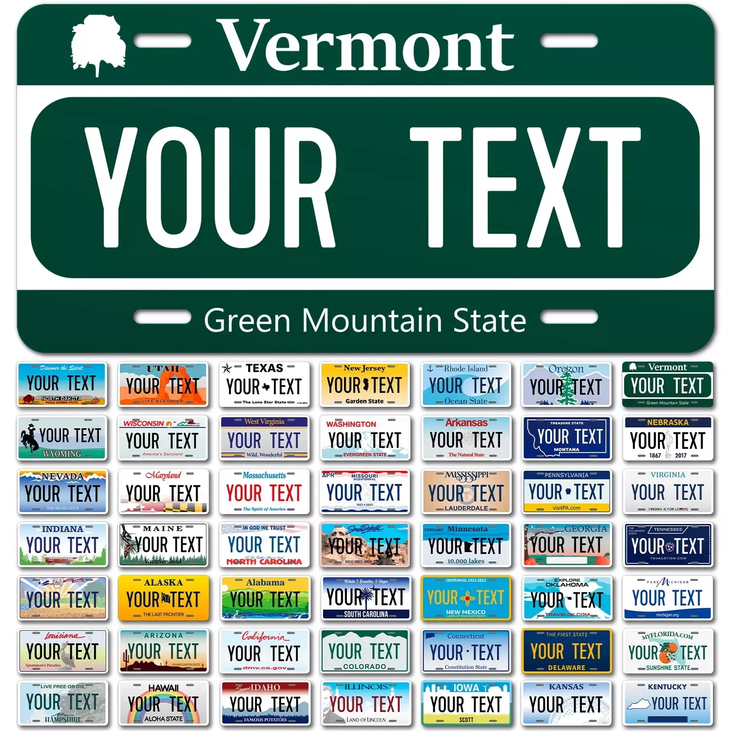 Sigo Signs Custom Vermont License Plate - Personalized 6x12" Rust-Free Aluminum, Fade Resistant, Made in USA