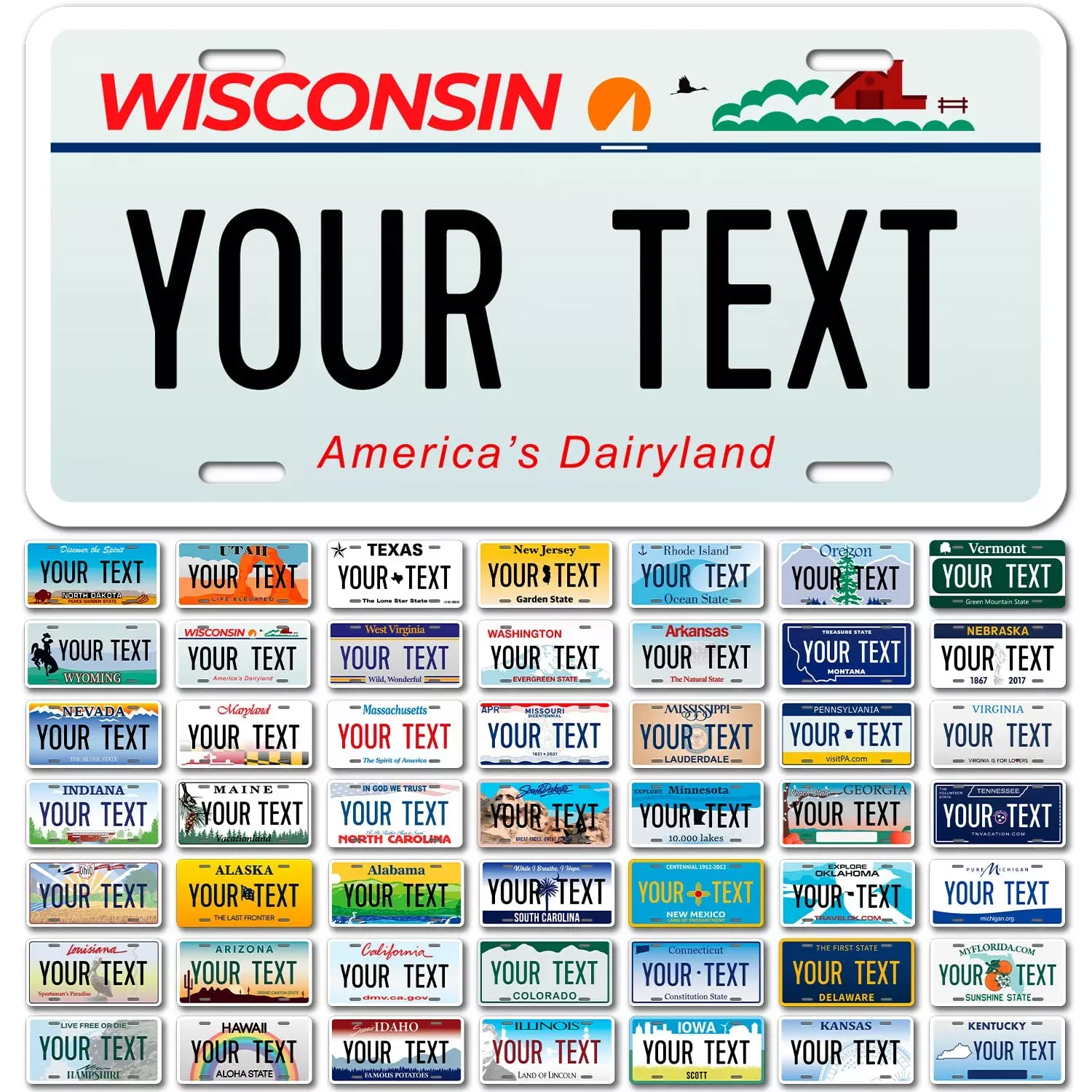 Sigo Signs Custom Wisconsin License Plate, 6x12" Rust-Free Aluminum, Fade Resistant, Personalized Car Sign