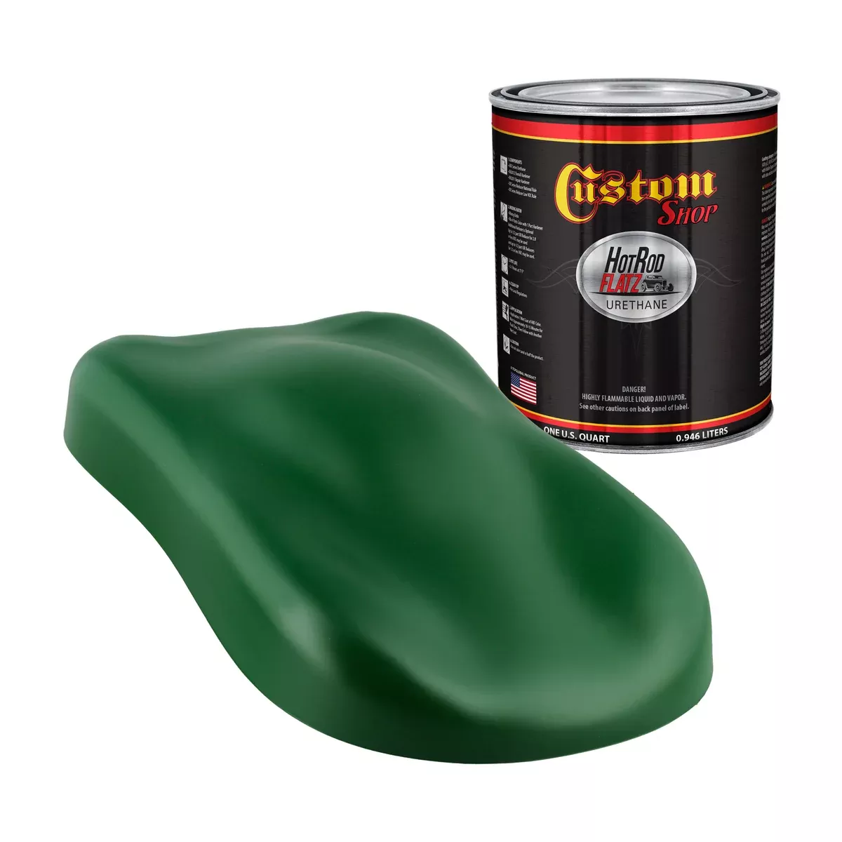 Speed Green - Hot Rod Flatz Flat Matte Satin Urethane Auto Paint - Paint Quart Only - Professional Low Sheen Automotive, Car Truck Coating, 4:1 Mix