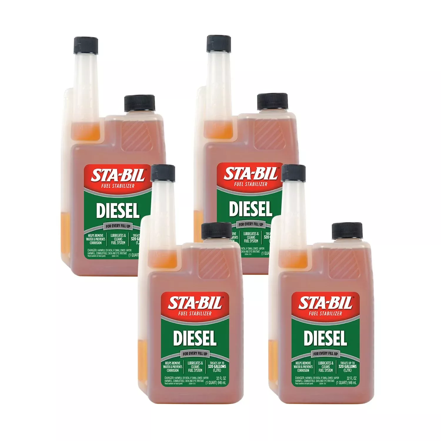 STA-BIL Diesel Fuel Stabilizer - Keeps Fuel Fresh 12 Months - 32 Fl. oz. (Pack of 4) - Orange - Model 22254-4PK