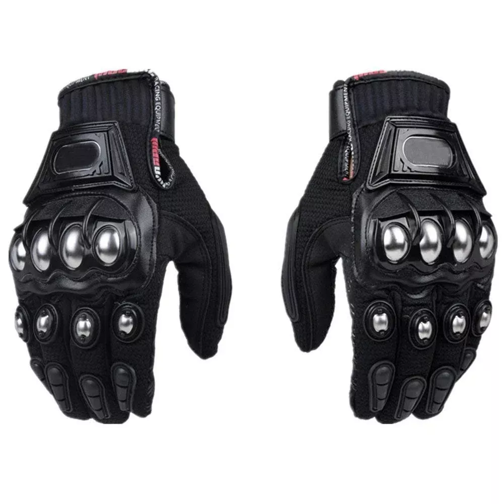 Steel Outdoor Knuckle Motorcycle Motorbike Powersports Safety Gloves (Xx-Large, Black)