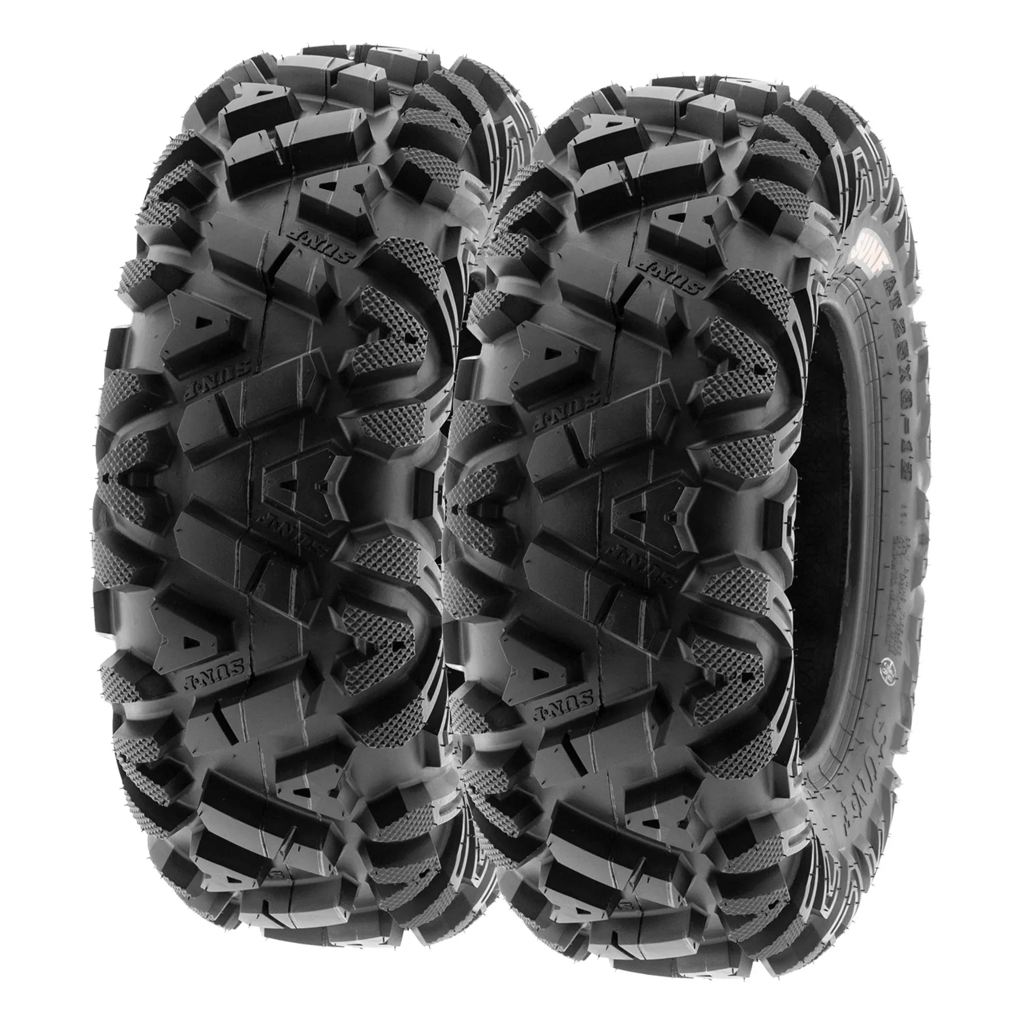 SUNF ATV UTV All Terrain Tires - 28x11-12, 6 PR A033, Black, Pair of 2