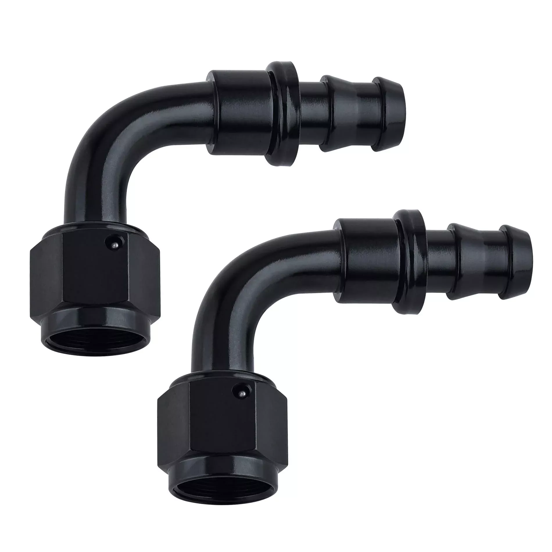 Sykrss 10An 90 Degree Push Lock Swivel Hose End Fitting For Rubber Fuel Line Black 2Pcs