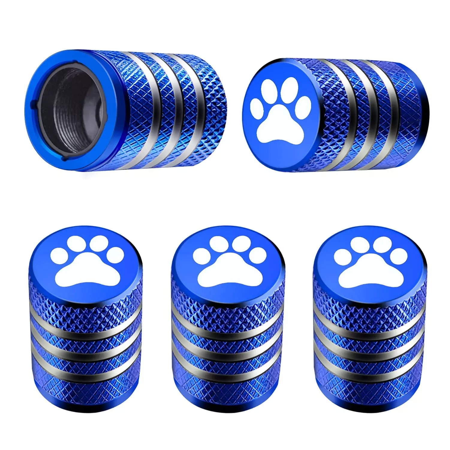 Tire Valve Stem Cap Cover - (5 Pack) Tire Air Caps Metal With Plastic Liner Corrosion Resistant Leak-Proof Cat/Dog Paw For Car Truck Motorcycle Bike Grey