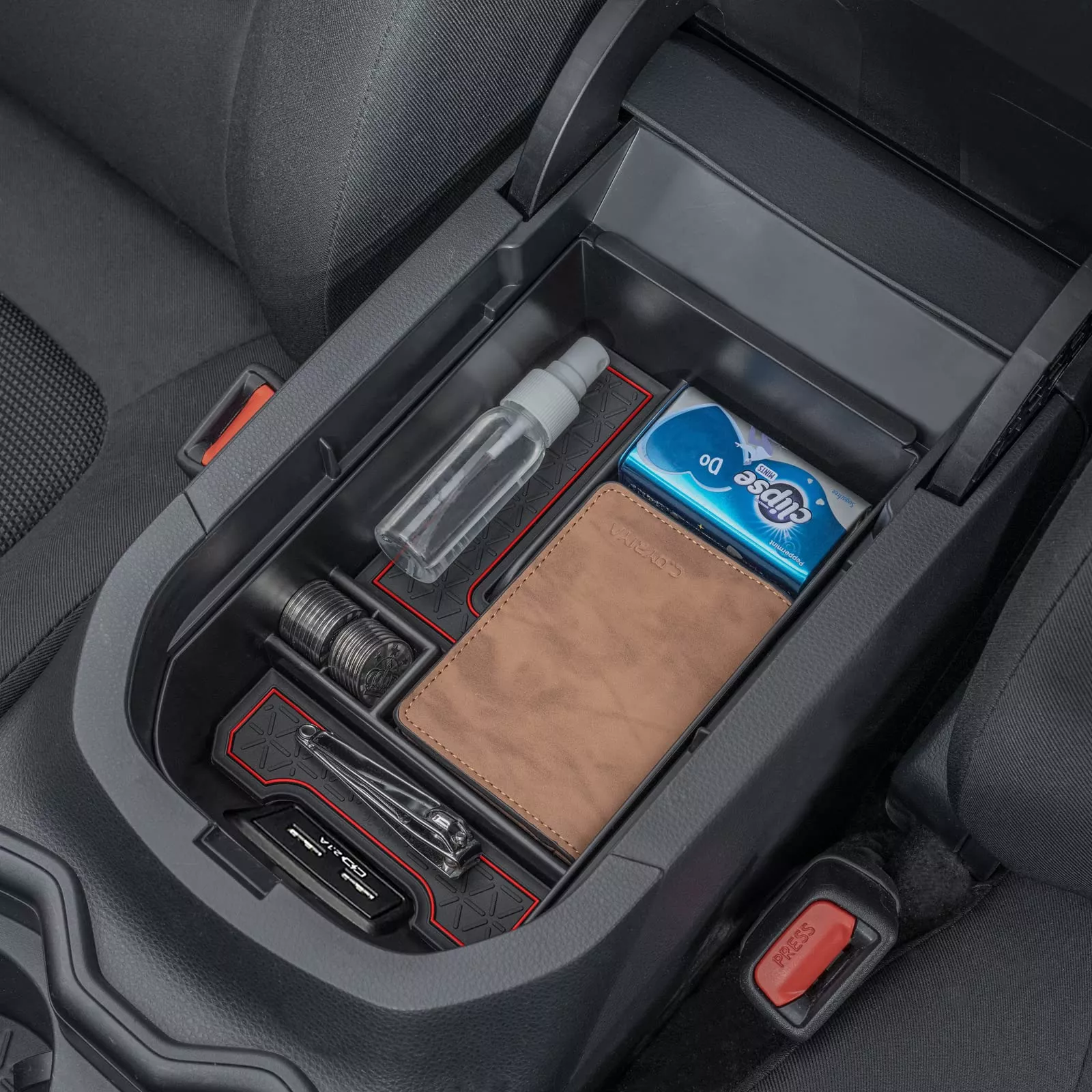 Topinstall Red Center Console Tray Compatible With Rav4 2023 2022 2021 2020 2019 Accessories, Armrest Box Organizer Insert Abs Plastic Storage Box