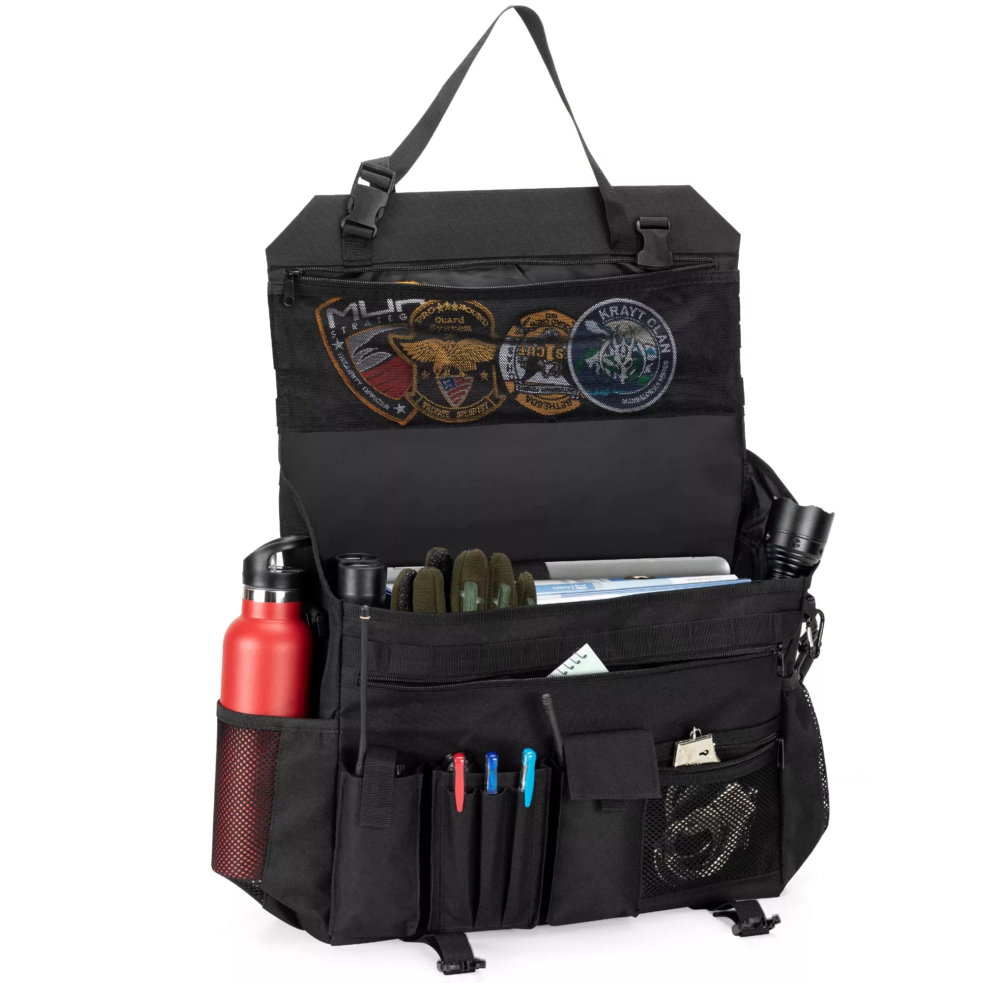 Trunab Patrol Bag - Police Duty Organizer with 15.6” Laptop Sleeve, Molle Webbing, Multiple Compartments, Large, Black