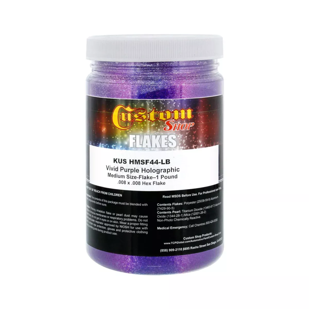 Vivid Purple - Holographic Medium Flake (HMSF) .008 x .008 Hex, 1 lb. Package