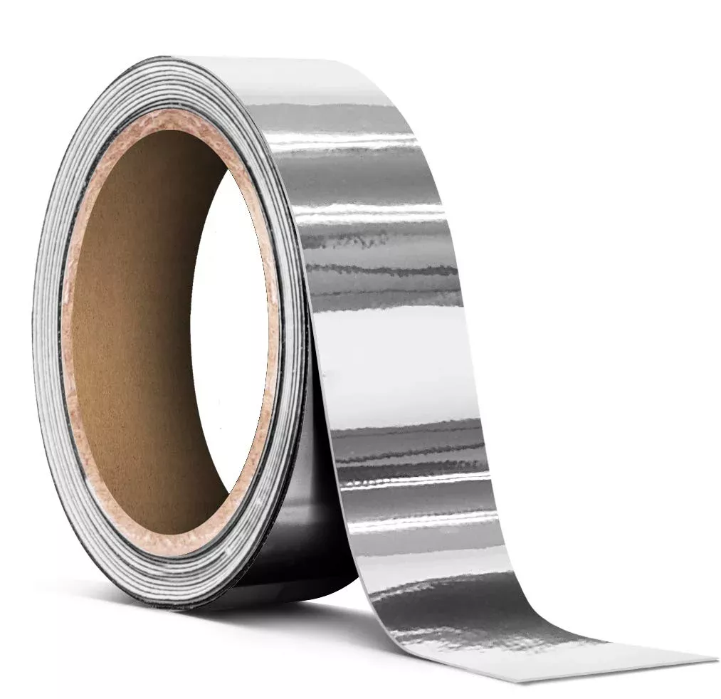 VViViD Gloss Silver Chrome Vinyl Adhesive Tape Roll - 1" x 25ft, Air-Release, Durable, Versatile, Perfect for Crafting and Projects