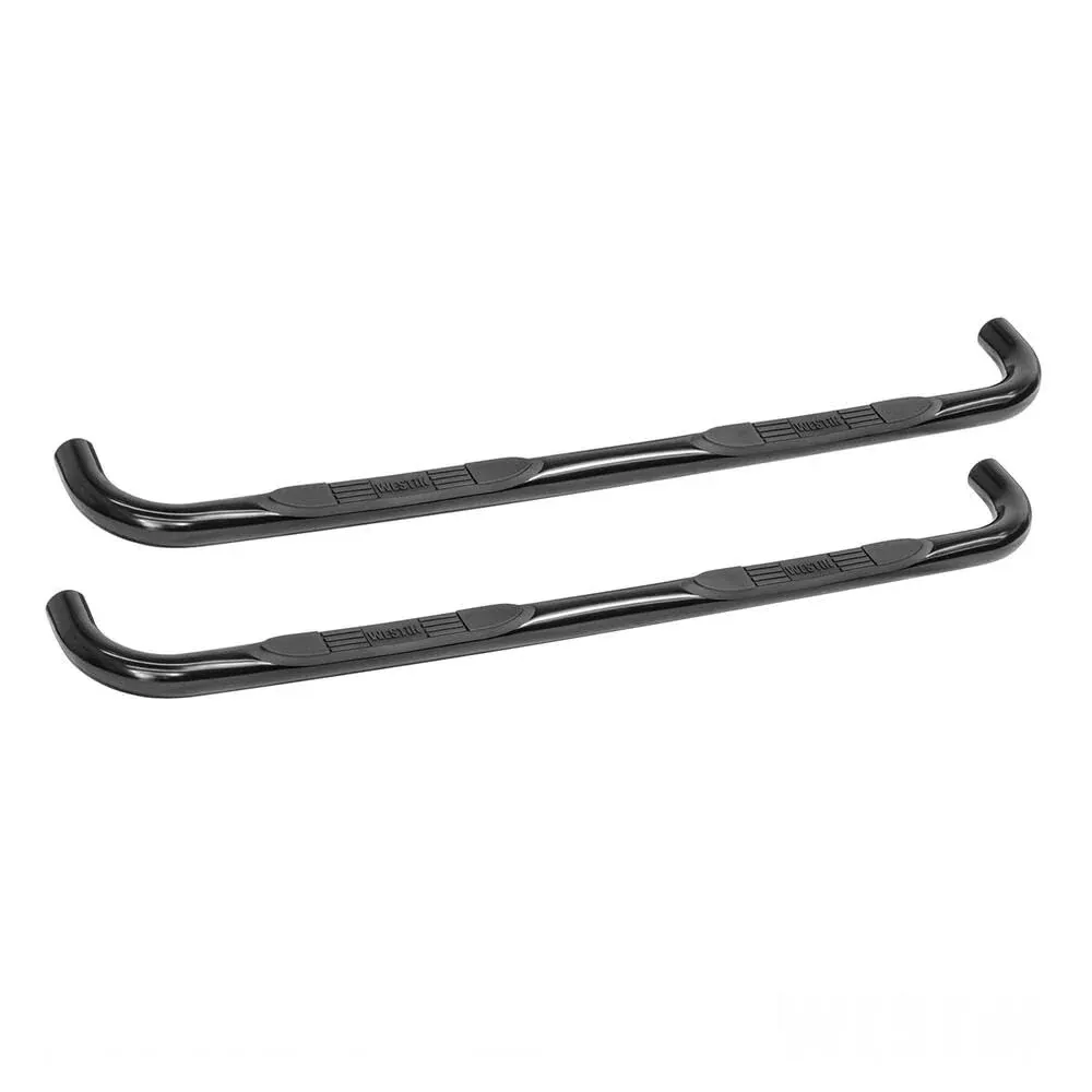 Westin 23-1685 E-Series 3 Round Nerf Bars Fits 1999-2014 Silverado Sierra 1500 1999-2004 2500Ld 2001-2014 2500 3500Hd Extended Cab Black Pair